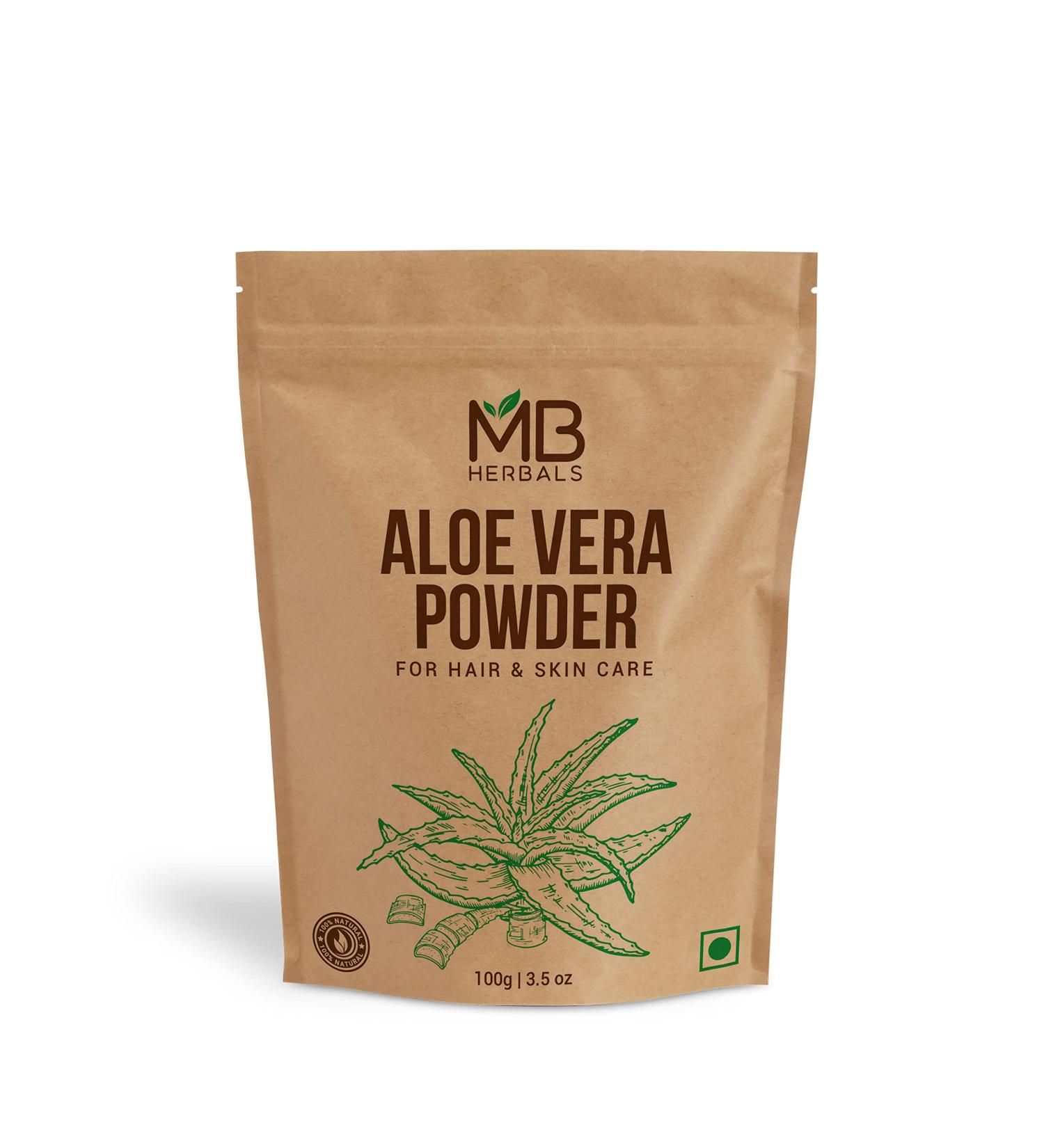 MB Herbals Aloe Vera Powder 100g - Natural Skin Moisturizer & Hair Growth Promoter - Buy Online on GoSupps.com