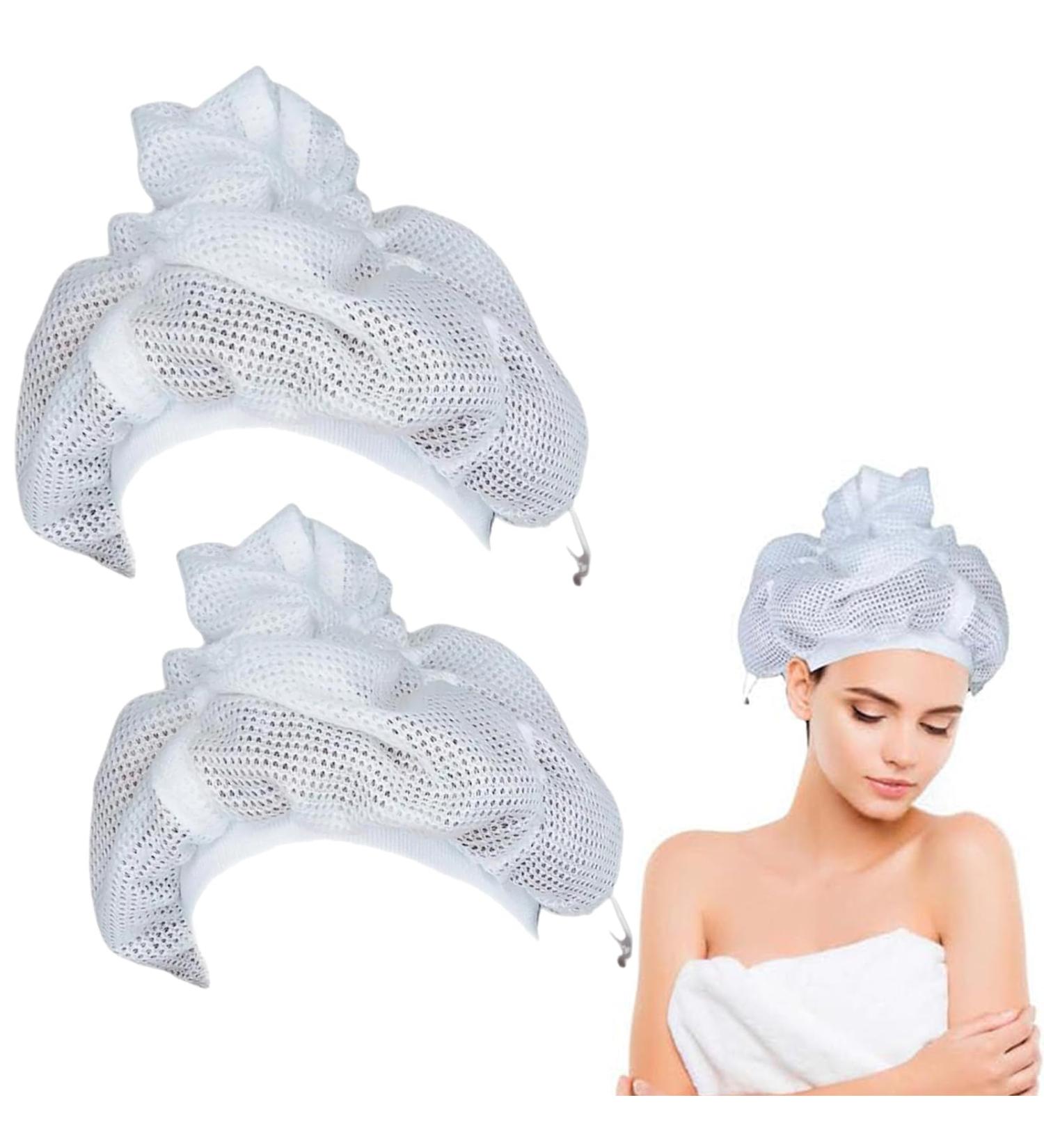 2-Pack Reusable Hair Drying Caps - Net Plopping Hair Caps for All Hair Types (Short Long Curly Smooth) - Perfect for Diffusing & Hair Care - Buy Online on GoSupps.com
