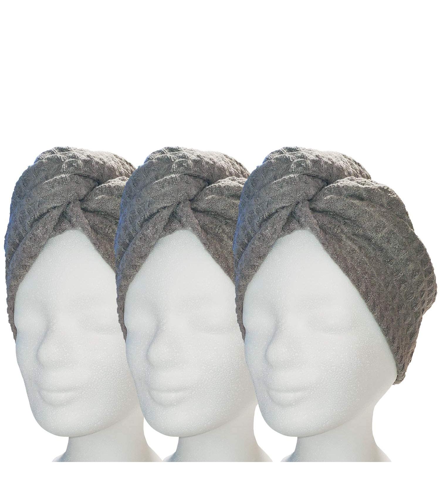 Buy Lead Care Hair Turban Set of 3 - Quick-Drying Microfiber Hair Drying Towels in Anthracite | Best Hair Care Solutions - Buy Online on GoSupps.com
