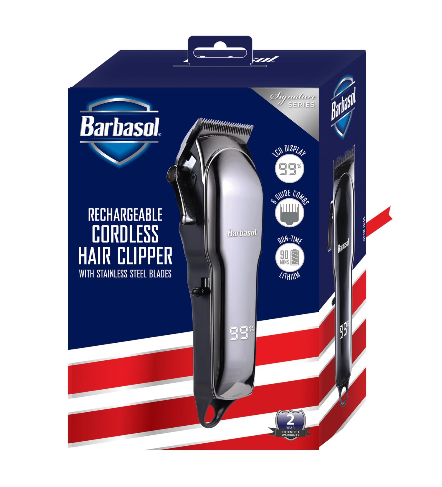 Buy Barbasol Rechargeable Hair Clippers Professional & Home Use Low-Heat Ceramic Blades Adjustable Taper 6 Guards LCD Display | International Shipping - Buy Online on GoSupps.com