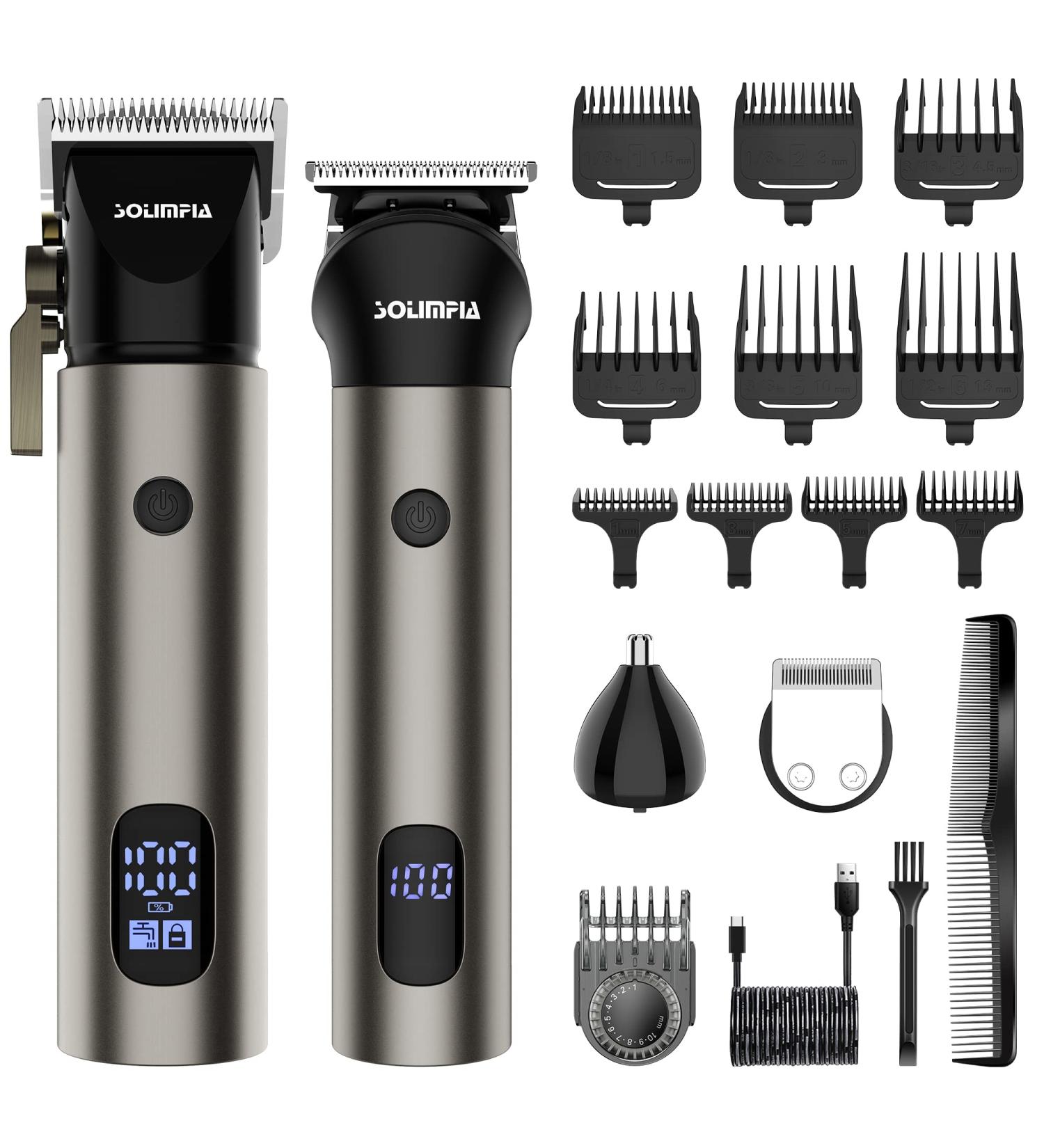 SOLIMPIA Hair Clipper&Trimmer Professional Barber Home Grooming Kit Rechargeable Electric Beard Body Hair Trimmer Cordless Hair Clipper for Men Kid - Buy Online on GoSupps.com