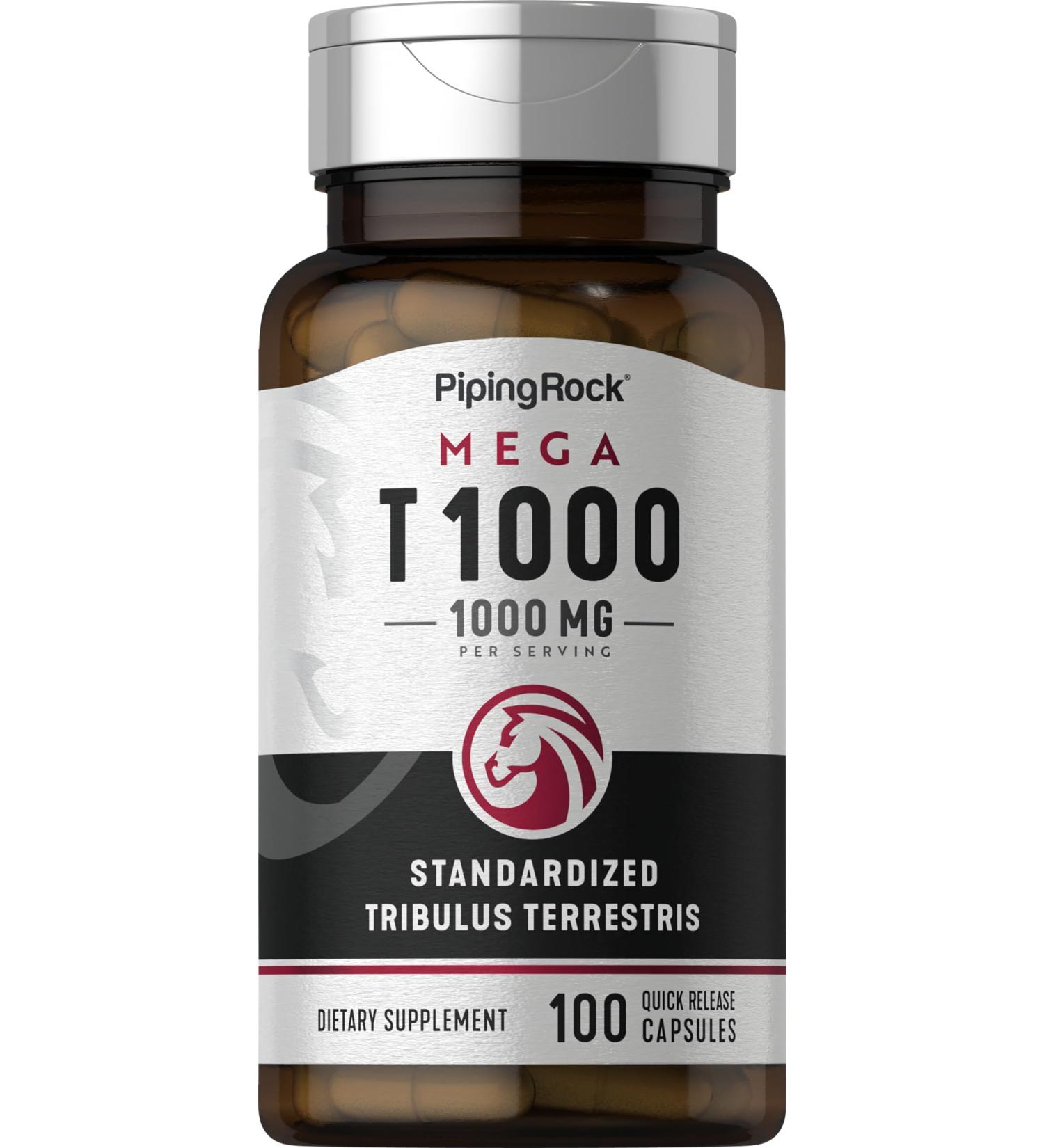 Piping Rock Tribulus Terrestris for Men 1000mg - 100 Capsules | Non-GMO Gluten Free Mega Standardized Extract Supplement - Buy Online on GoSupps.com