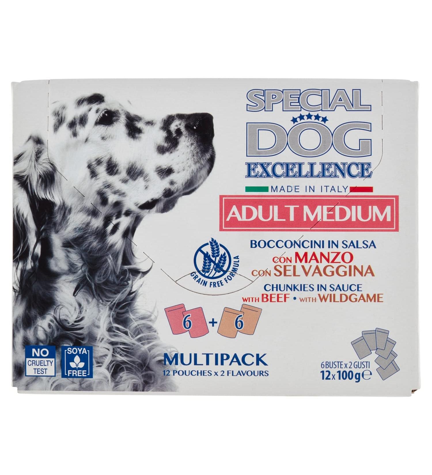 Special Dog Excellence Adult Medium Bocconcini in sauce with beef and game 12 x 100 g - Buy Online on GoSupps.com