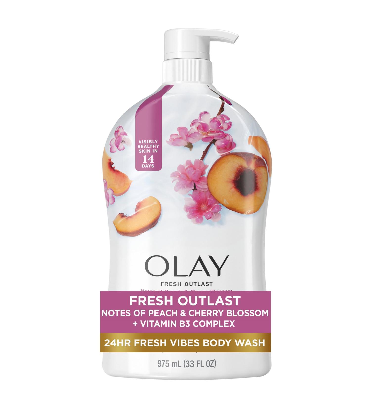 Olay Fresh Outlast Body Wash for Women - 24HR Refreshing Peach & Cherry Blossom Paraben Free 33 fl oz - International Shipping Available - Buy Online on GoSupps.com