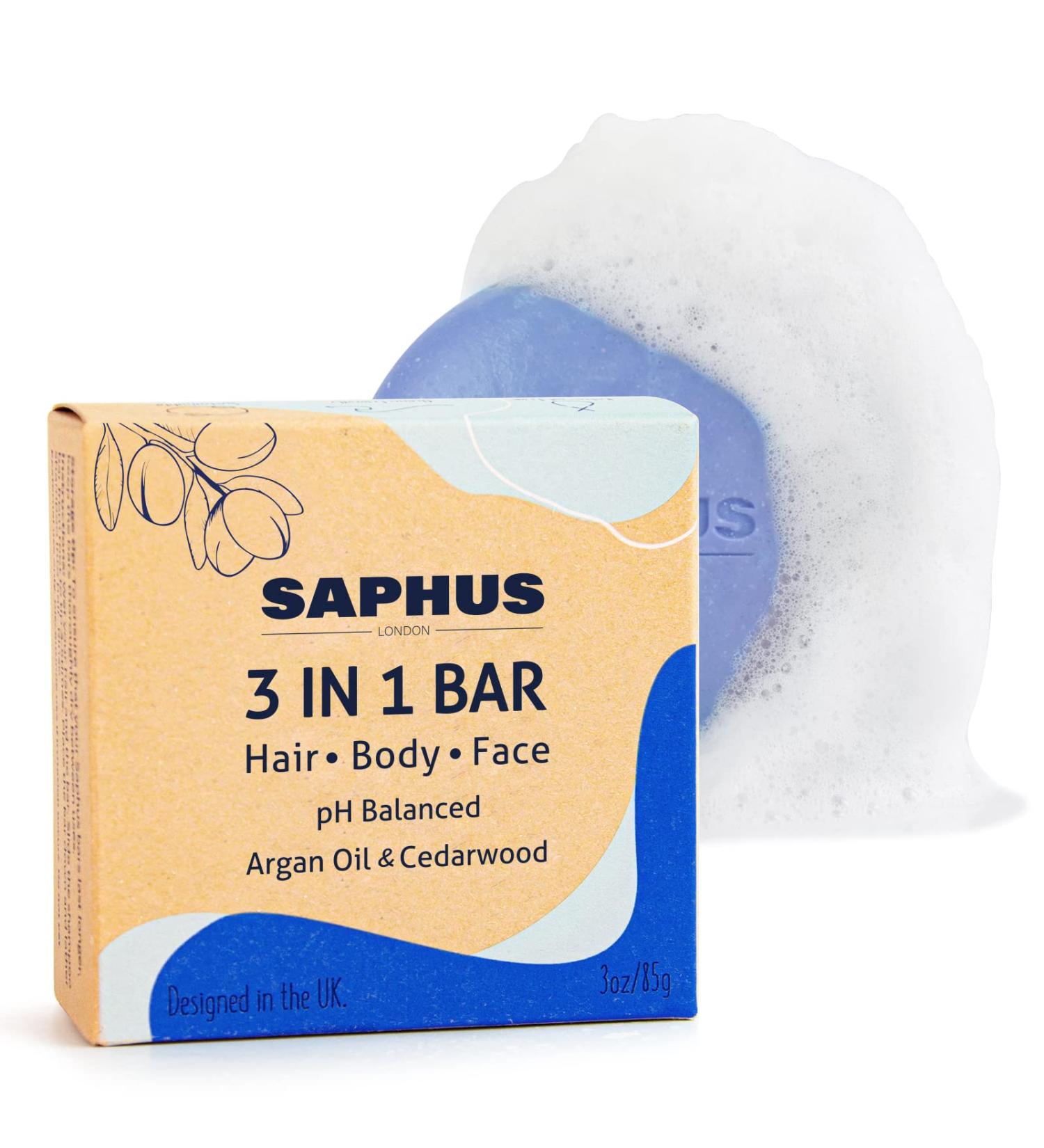 3-in-1 Shampoo Conditioner & Body Wash Bar | Moisturizing pH Balanced Sulfate Free for Men Women & Kids | Travel Friendly 3oz - Buy Online on GoSupps.com