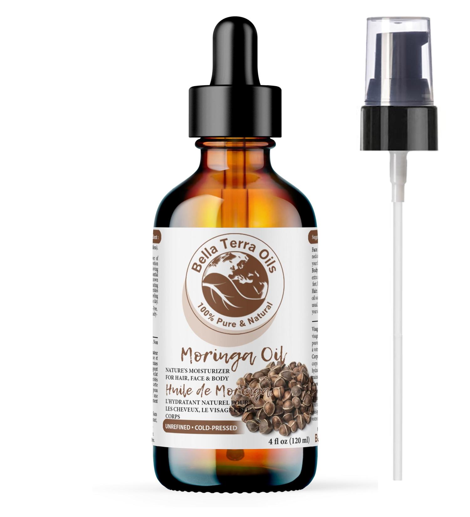 Moringa Oil. 120ml. Cold-pressed. Unrefined. 100% Pure. Anti-aging. Hydrates Skin & Hair. Seals in Moisture. Lightweight. Natural Moisturizer for All Skin Types  - Buy Online on GoSupps.com