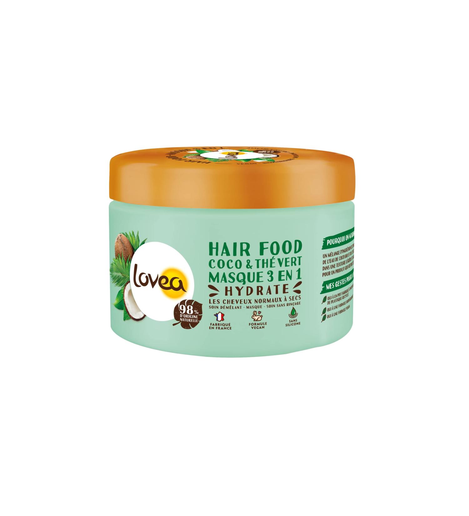  Lovea LOVEA - Hair Food - 3-in-1 Mask - Coconut Oil & Green Tea - Hydrates Softens & Detangles - Normal to Dry Hair - 98% Natural Origin - Silicone-Free - Vegan - Made in France - 390 ml - Buy Online on GoSupps.com