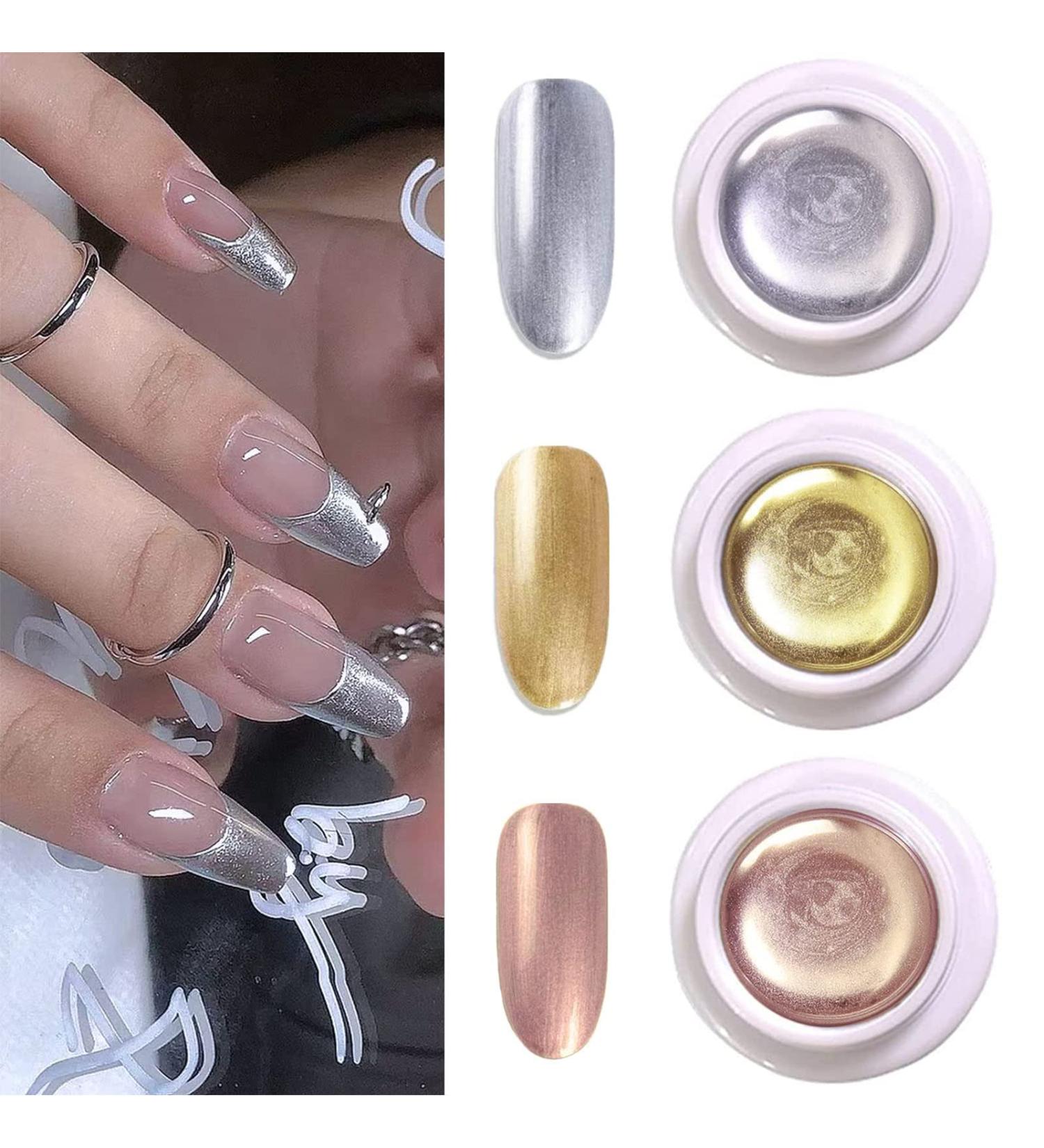 Gorvalin 3P Metallic Gel Nail Polish Set - 3D Gold, Silver, Rose Gold | UV Paint for Cyber Punk & French Acrylic Nail Art - Buy Online on GoSupps.com