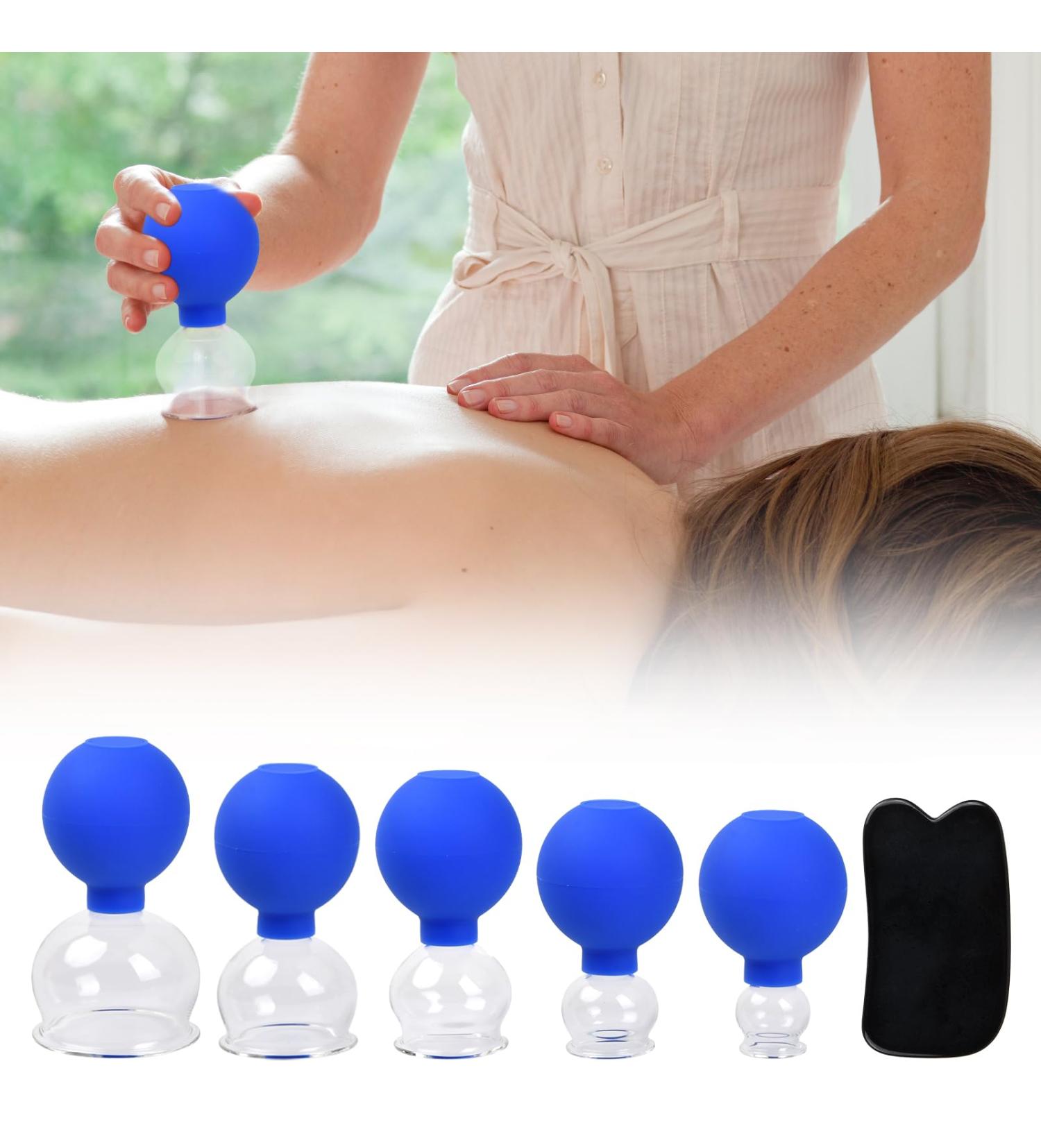 Professional NATUCE 5-Piece Cupping Glass Set | Real Glass Therapy Cups & Fascia Scraping Tools for Body & Neck - Buy Online on GoSupps.com