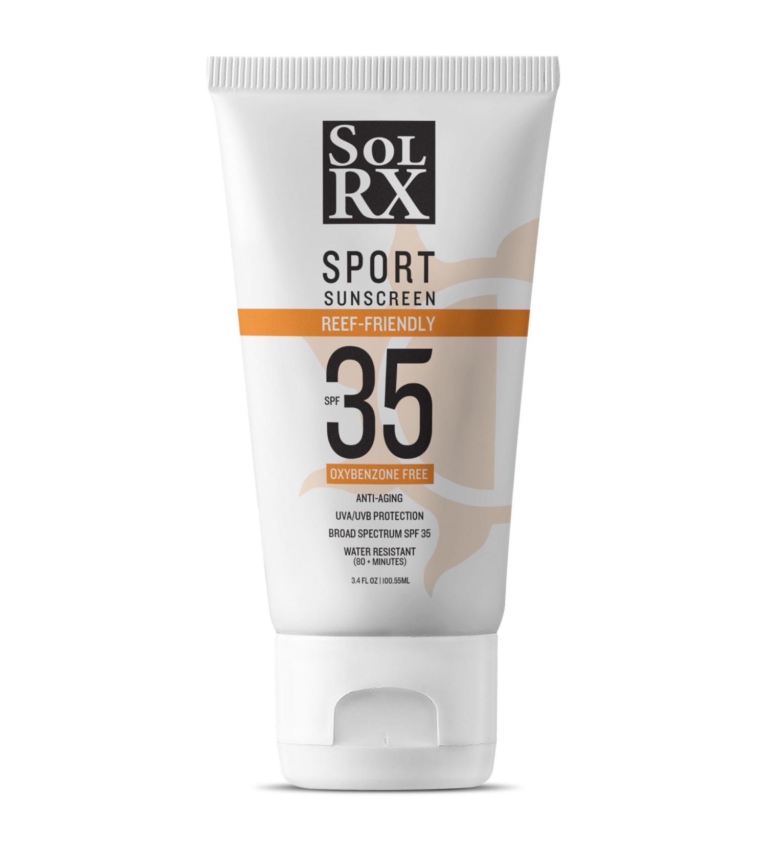 SolRX SPORT SPF 35 Sunscreen - Reef Friendly, Oxybenzone Free, Fragrance Free - Buy Online on GoSupps.com
