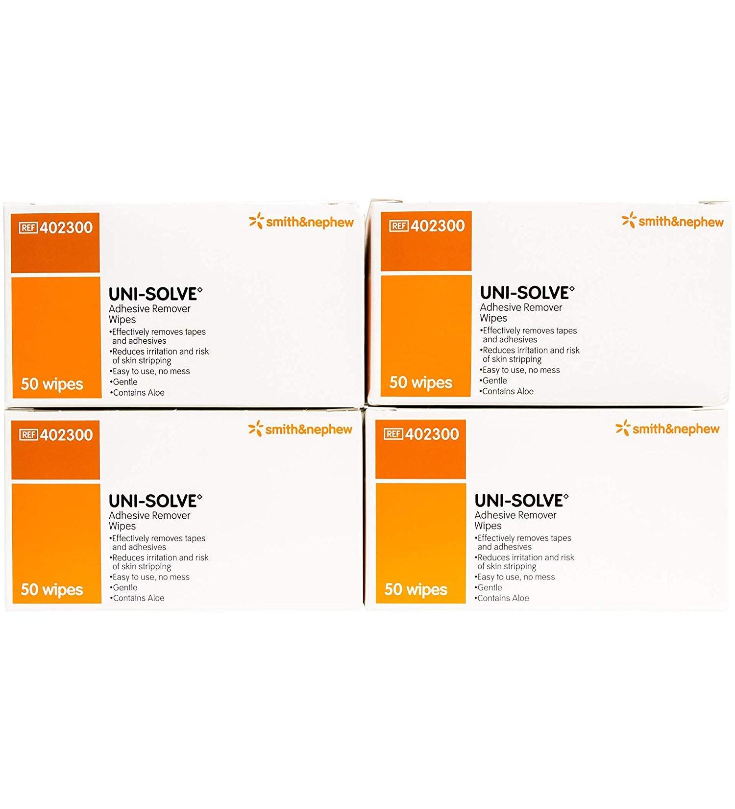 UNI-SOLVE ADHESIVE REMOV WIPES 50 count 4pack