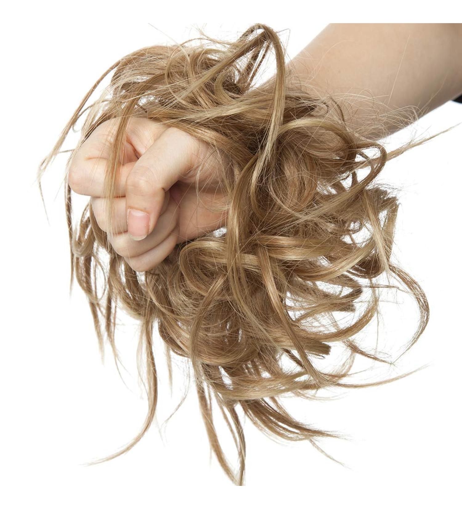 SEGO Curved Messy Hair Extensions - Light Brown & Ash Blonde | 45g Hair Ties for Updos & Bridal Hairstyles - Buy Online on GoSupps.com