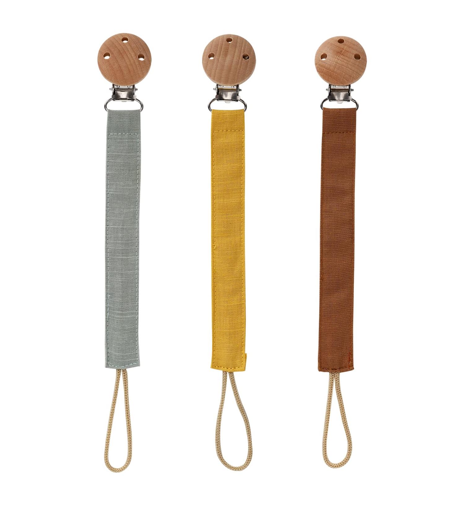 Socub 3 Pack Fabric Pacifier Clips for Baby Boys and Girls - BPA Free, Perfect Gift for Baby Shower or Birthday - Sage/Clay/Mustard - Buy Online on GoSupps.com