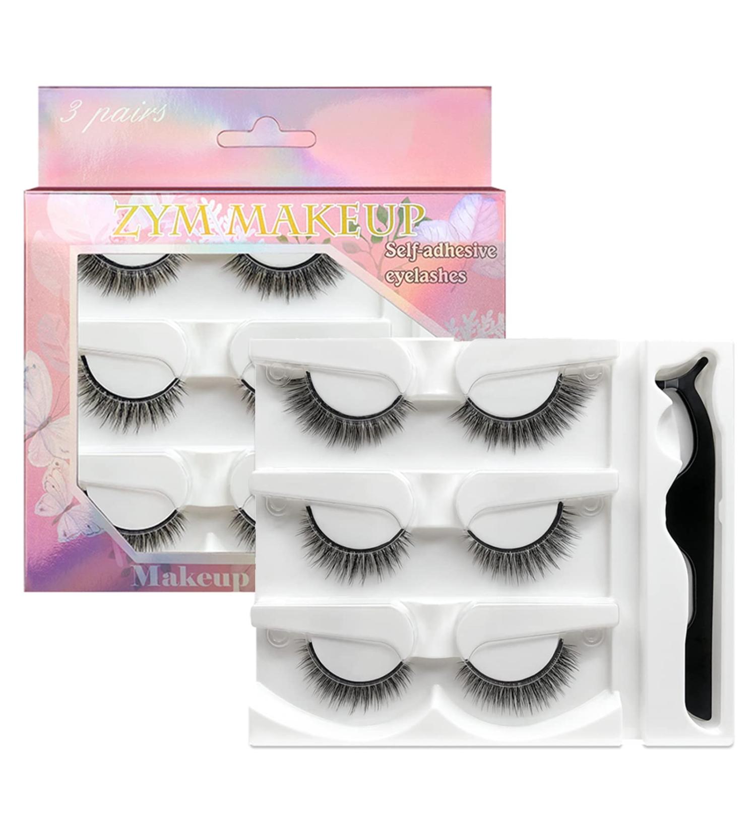 Self-Adhesive Eyelashes Self Stick Lashes Reusable False Eyelashes 3 Styles of Natural Fluffy Cat Eye Lashes Waterproof Soft Thick Volume Faux Mink Lashes No Glue Needed 3 Pairs (3 Styles Mixed) - Buy Online on GoSupps.com