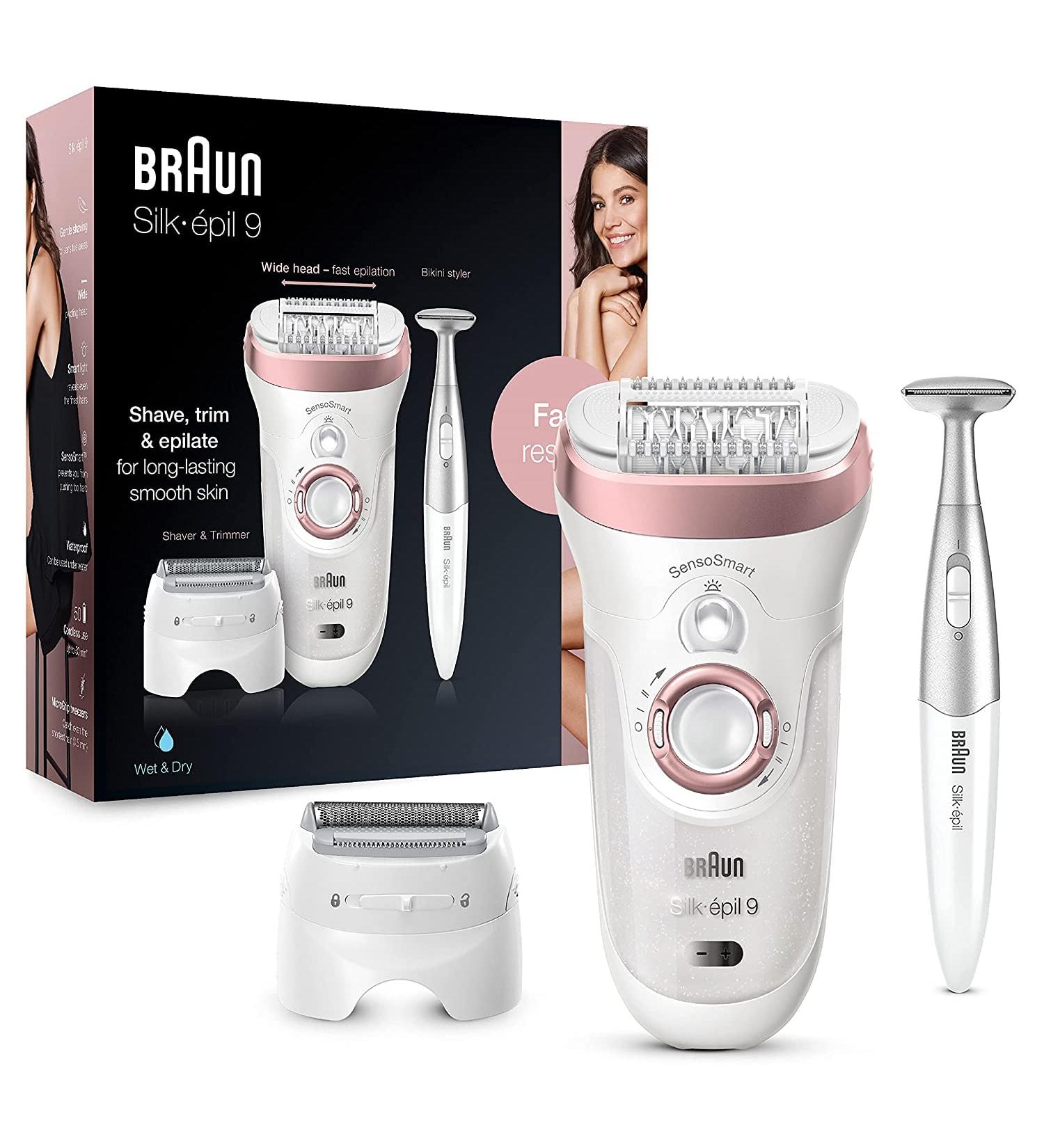Braun Silk- pil 9-890 Epilator | Wireless Wet & Dry Hair Removal for Women | Includes Bikini Trimmer - White/Rose Gold - Buy Online on GoSupps.com
