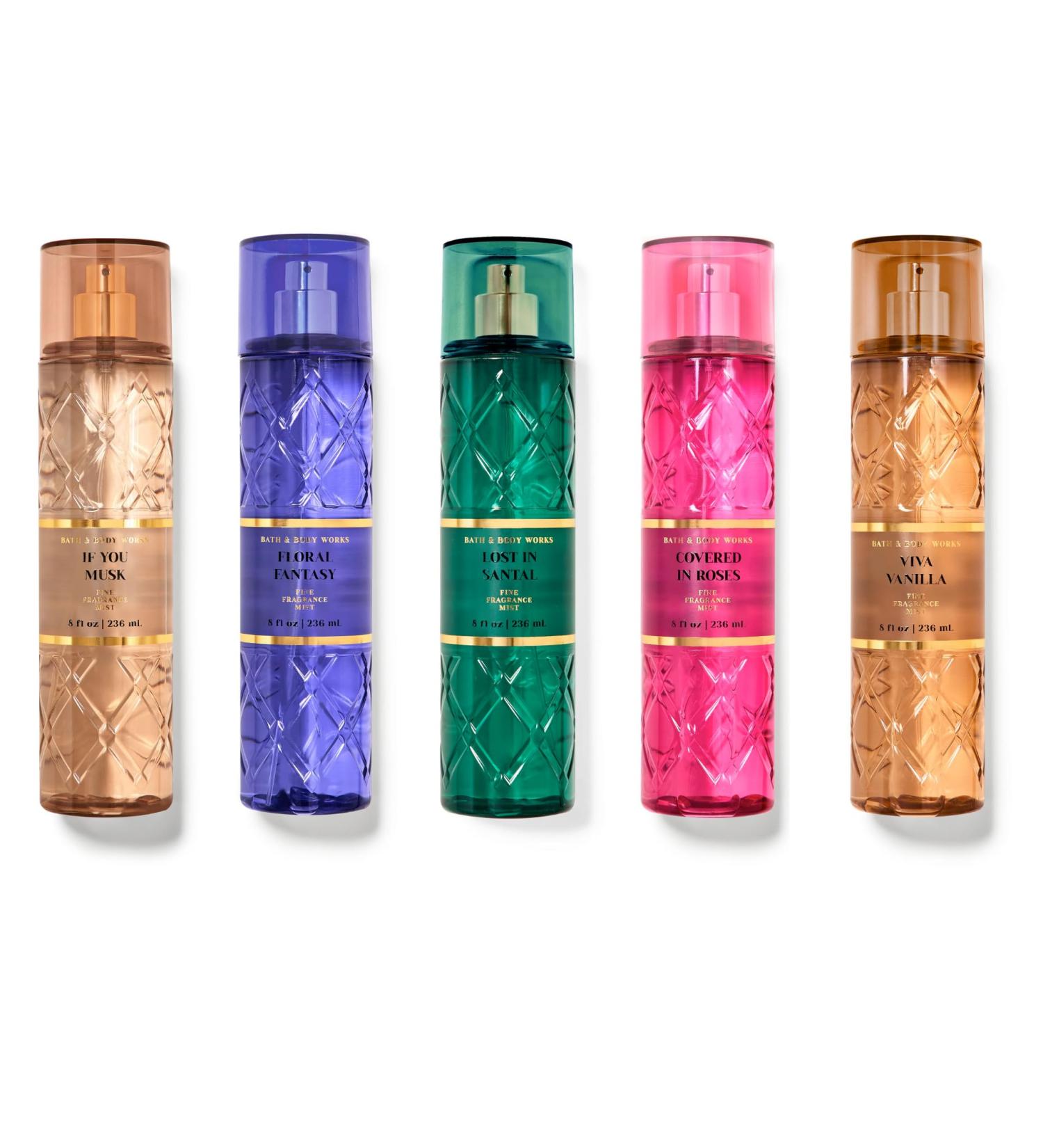 Everyday Luxuries Fine Fragance Mist Collection Gift Set by Bath + Body Works - If You Musk Floral Fantasy Lost in Santal Covered in Roses and Viva Vanilla - 8 fl oz each