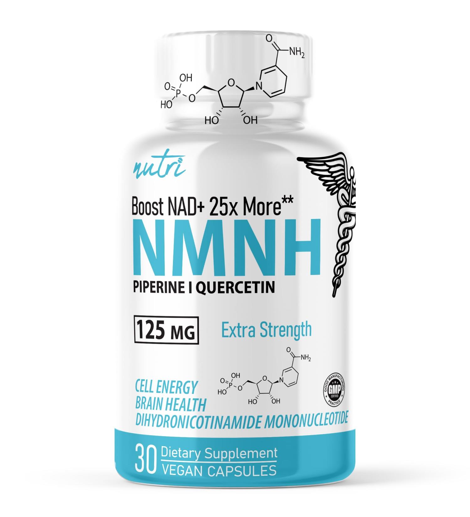 Nature's Fusions NMNH with Piperine & Quercetin - Boost NAD+ with Dihydronicotinamide Mononucleotide (30 Capsules) 30 Count (Pack of 1) - Buy Online on GoSupps.com