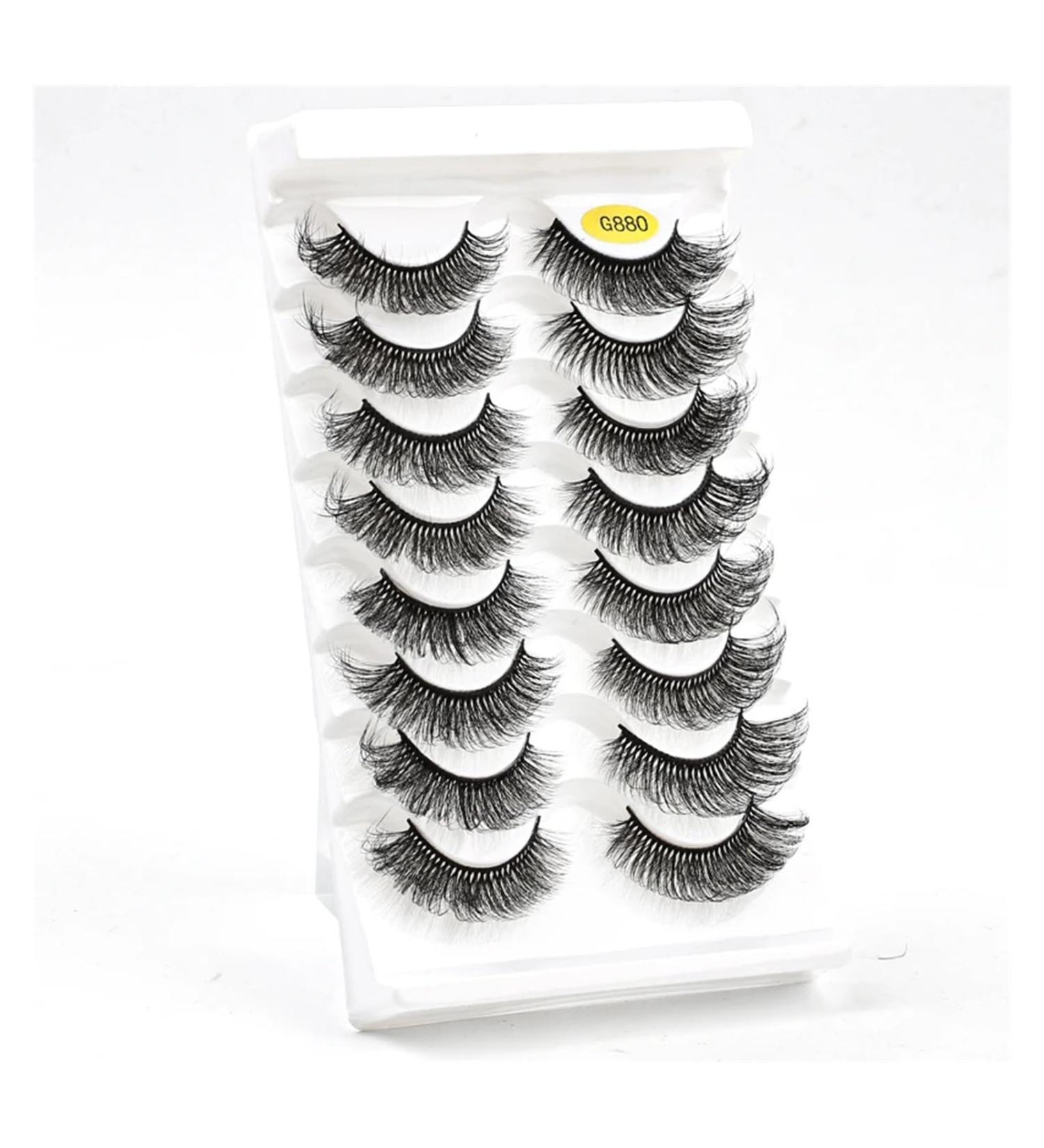 UAMOU 5/50 Boxes Russian Strip Lashes DD Curl Lashes 8 pairs 3D Mink Eyelashes Natural Fluffy False Eyelashes Extension Cheerfully (Color : 8Pairs G880 Size : 20 Boxes) - Buy Online on GoSupps.com