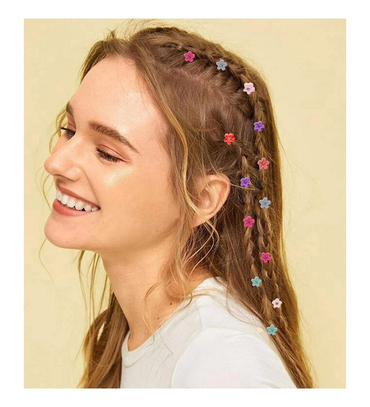 Horlon Small Flower Hair Clips Set - 24 Pcs Sparkling Crystal Stone Hair Claw Clips for Girls & Women - 6 Colors - Thin & Thick Hair Accessories - Cute Mini Styling Hair Clips - Buy Online on GoSupps.com
