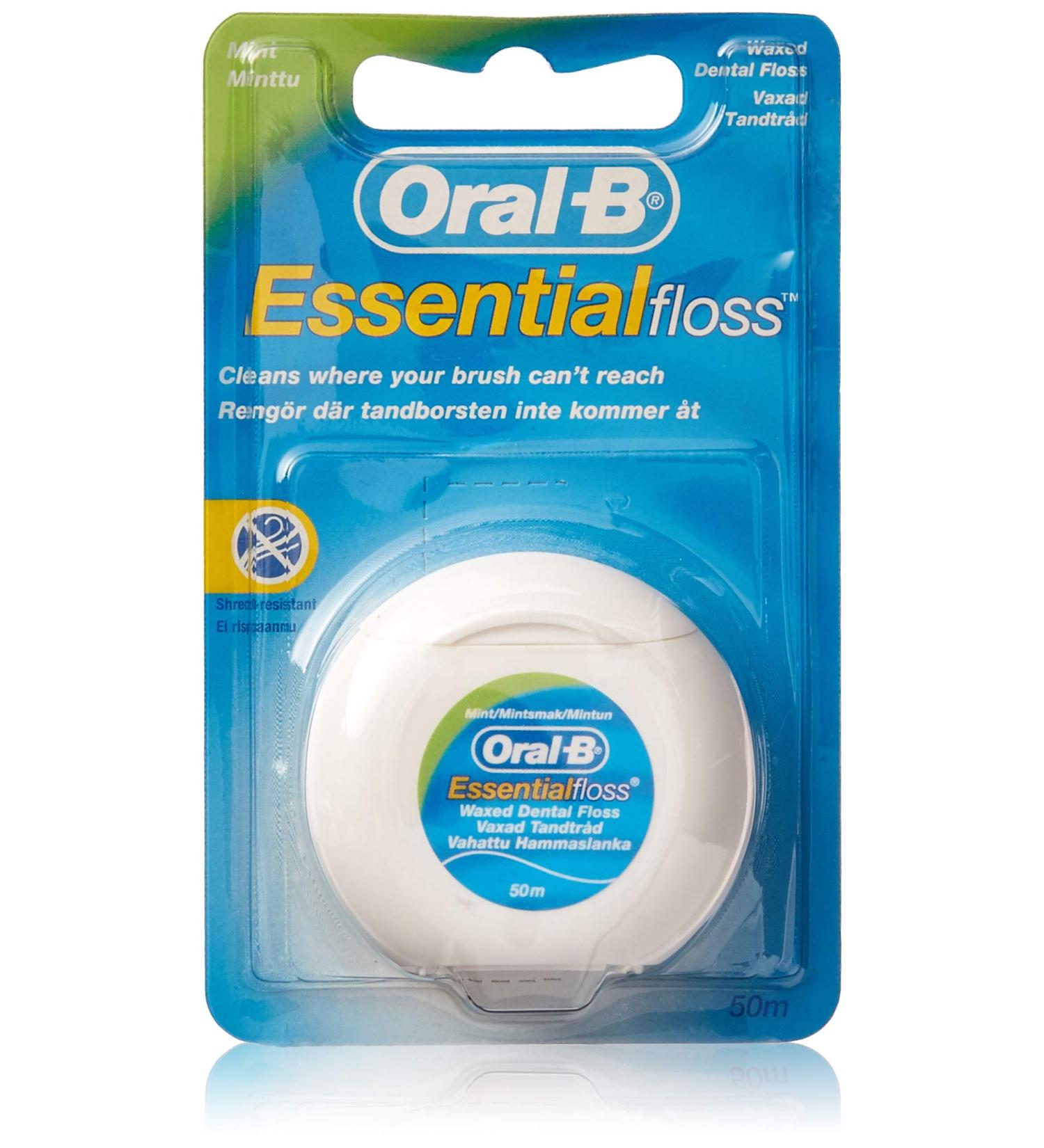Oral-B Mint Essential Floss | Waxed Dental Floss (Pack of 6)