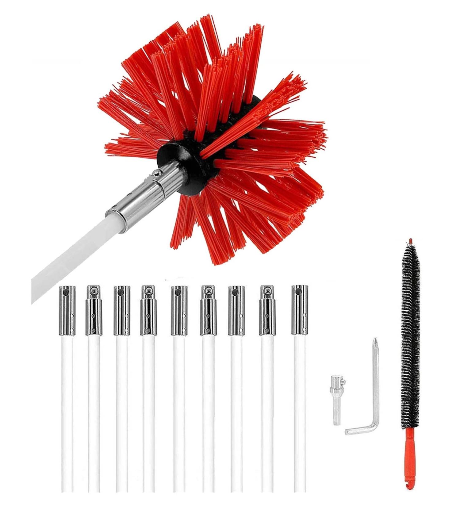 Chimney Flue Cleaning Rod & Brush Set - Complete Duct Cleaning Kit for Lint Removal (9 Rods 410mm) - International Shipping Available - Buy Online on GoSupps.com