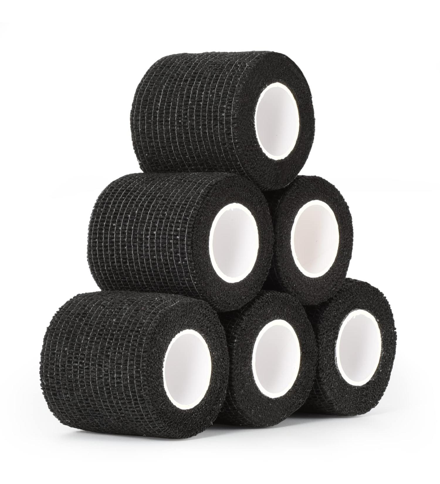 6 Rolls Self-Adhering Bandage for Dogs & Cats - Elastic Vet Wrap 5cm x 4.5m - Cohesive Adhesive Bandages for Pets (Black) - Buy Online on GoSupps.com