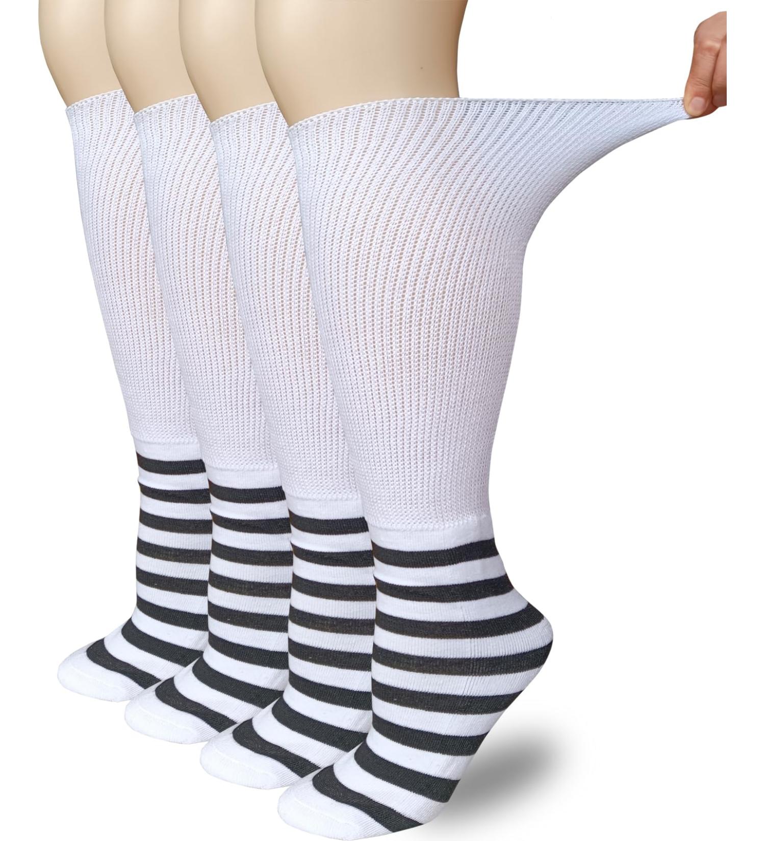 Diabetic Socks for Men & Women - 4 Pairs Non-Binding Bariatric Lymphedema Extra Wide Walking Boot Socks | Comfort & Support - Buy Online on GoSupps.com