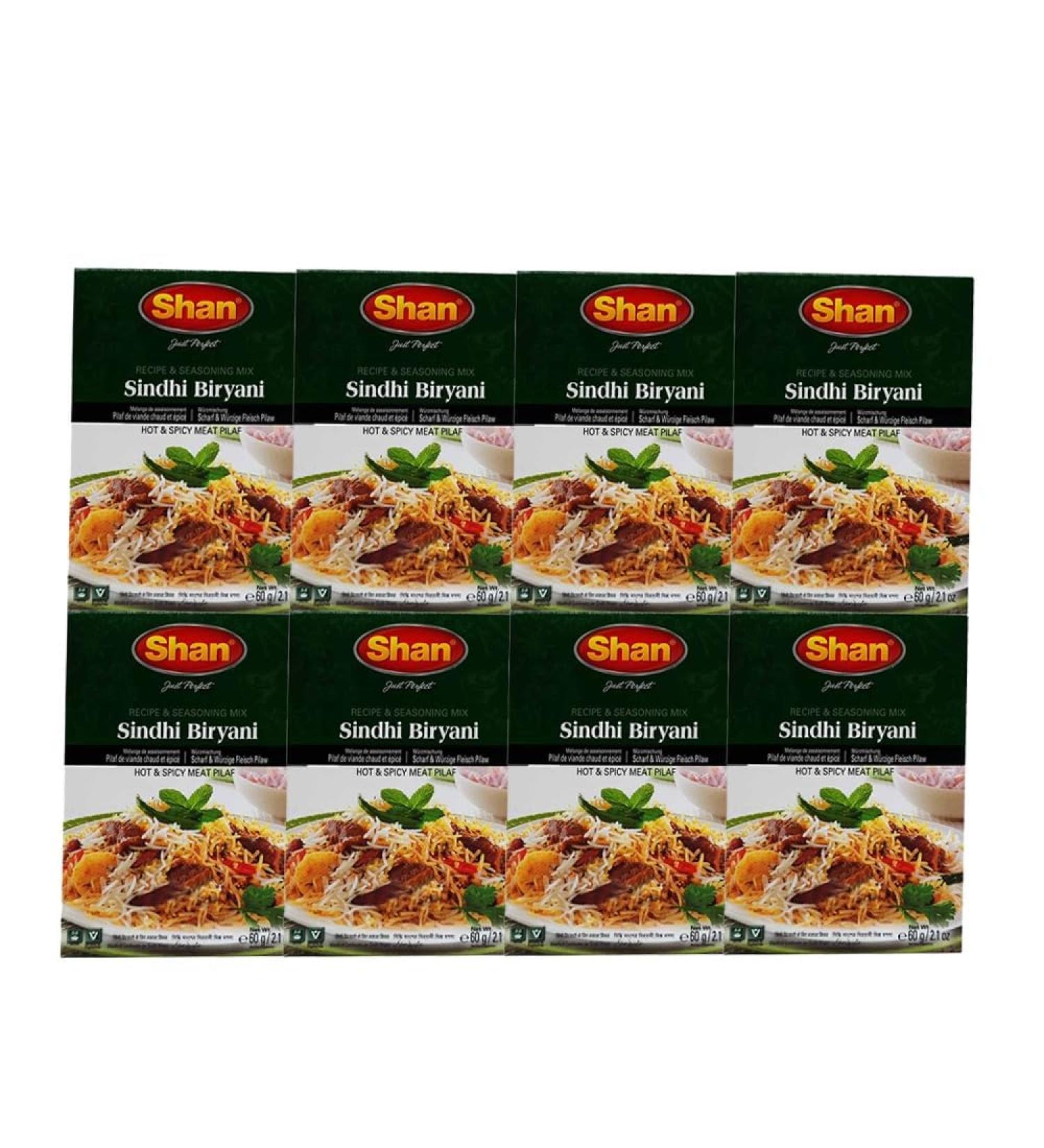 Shan Mix Sindhi Briyani Masala Powder Recipe And Seasoning Mix Healthy And Tasty Pakistan Origin 60 Gram (Pack of 8) - Buy Online on GoSupps.com