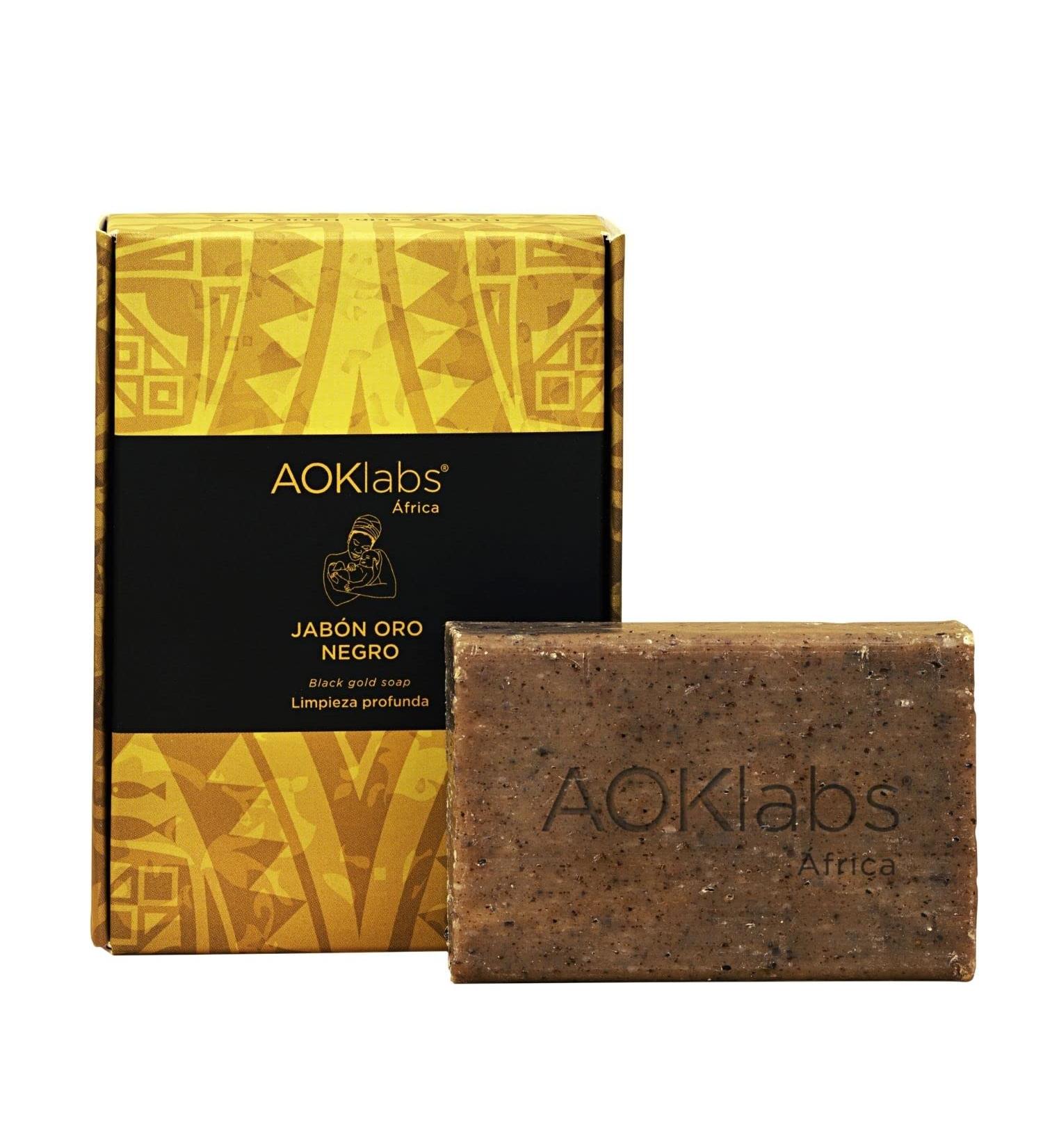 AOKlabs - African Black Soap I 100% natural and artisanal handmade by African women - For all skin types moisturizes cleanses fights blemishes and acne - 100g - Buy Online on GoSupps.com