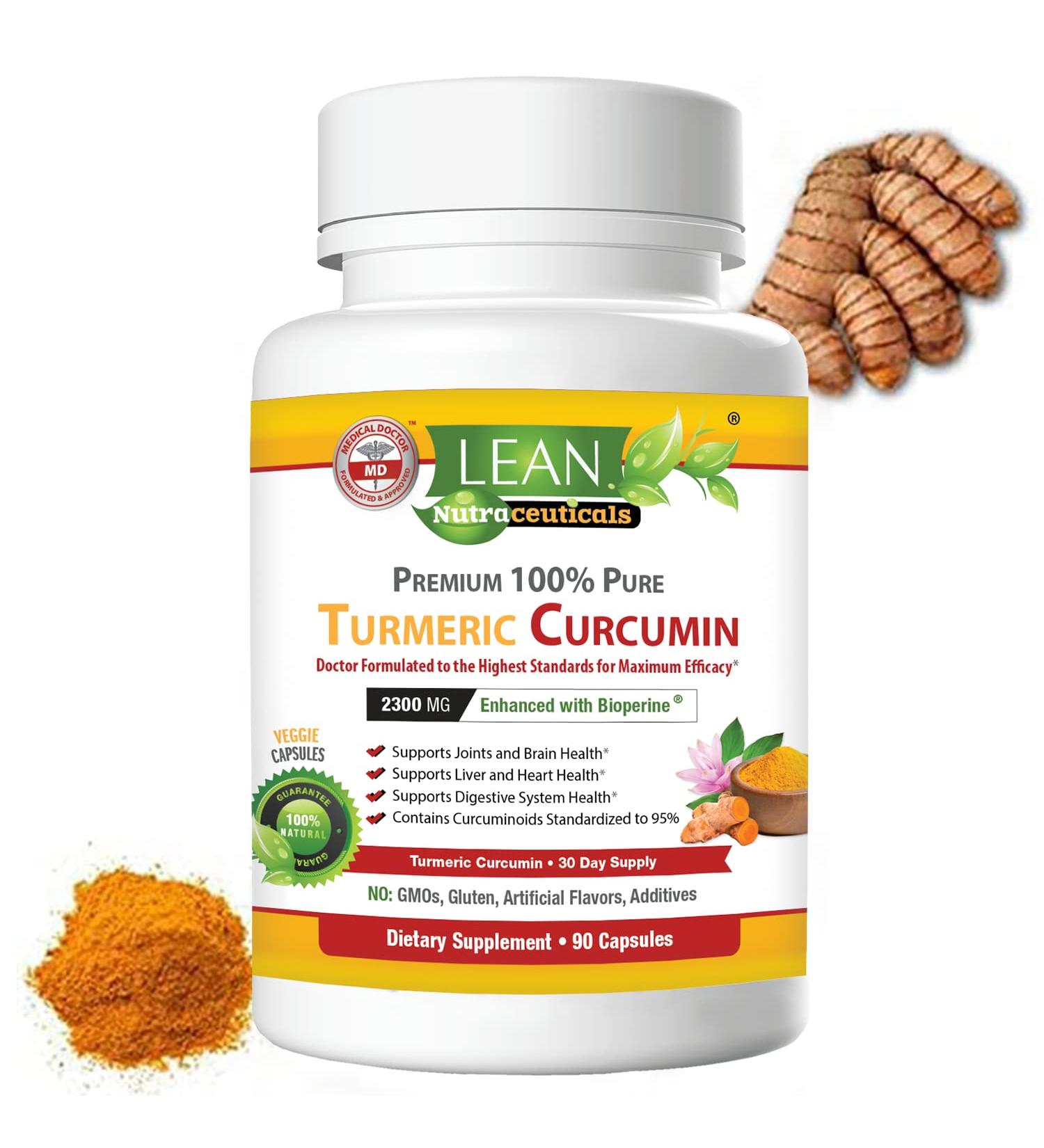 Turmeric Curcumin with Bioperine 2300mg - Joint, Liver, Heart & Digestion Support - 90 Capsules - Buy Online on GoSupps.com