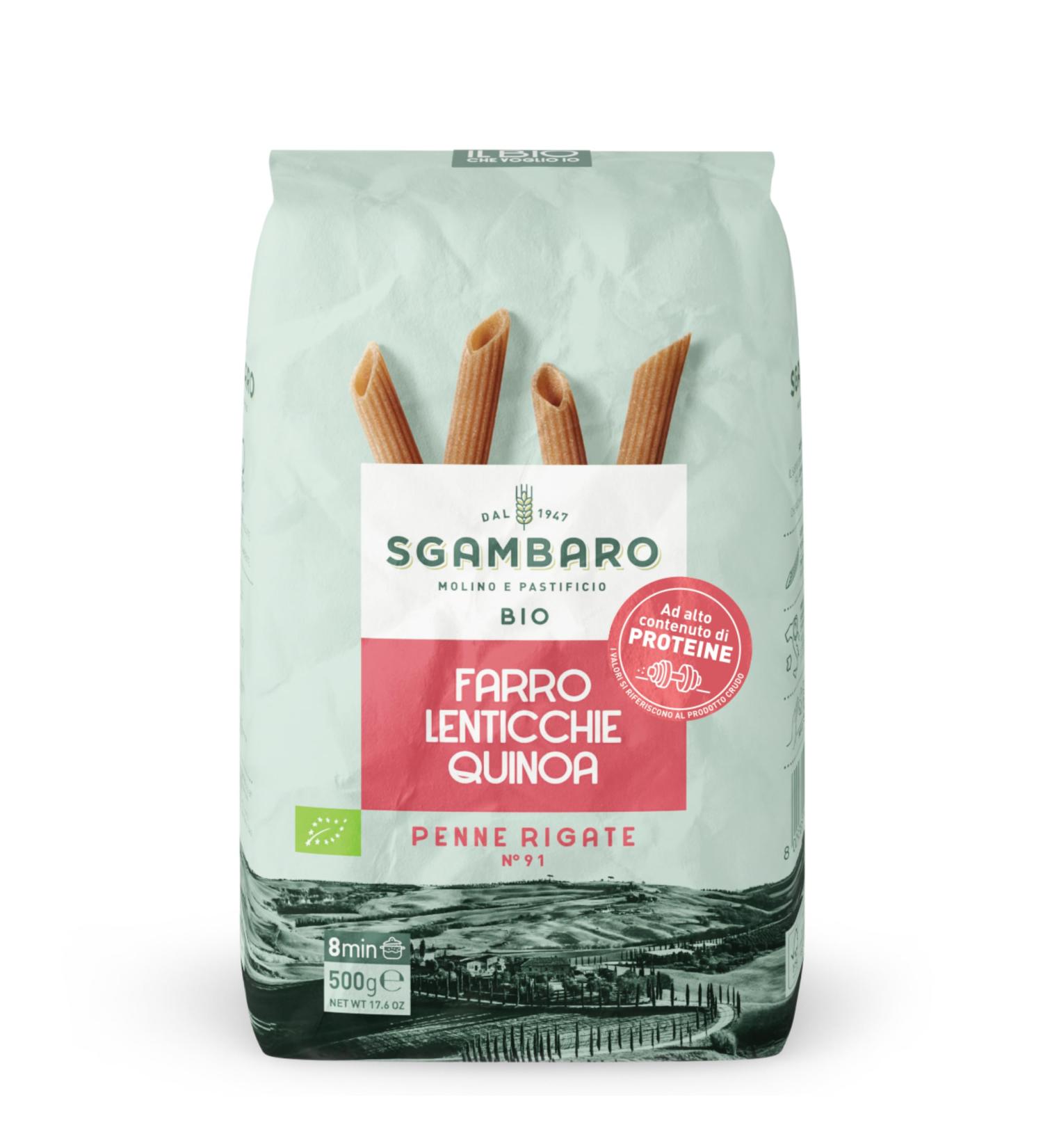  Sgambaro Sgambaro P ta Stylos Rigate Farre Lenticchie Quinoa Bio Grain 500 g - Buy Online on GoSupps.com