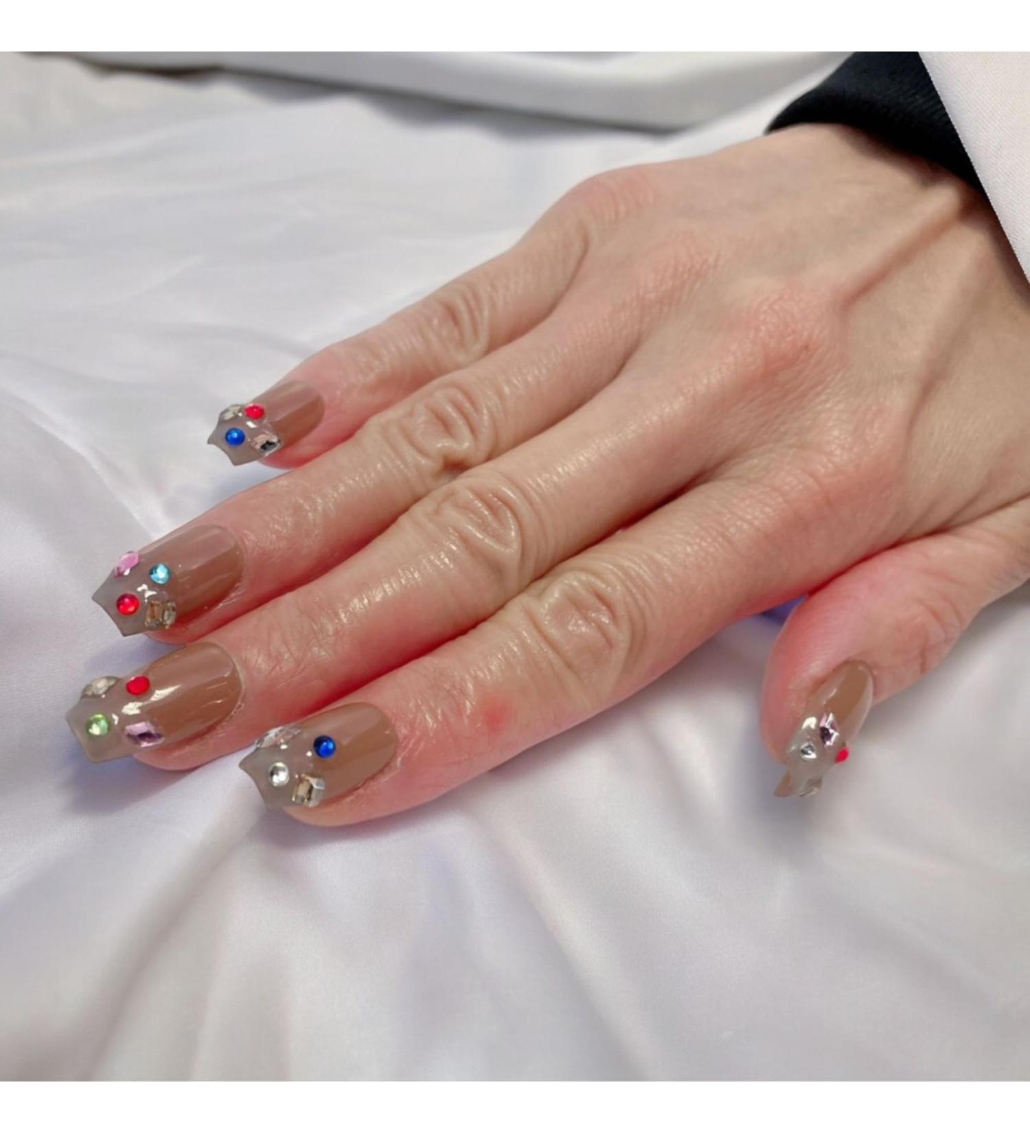 #French Tip# Handmade Press-On Nails Salon-Quality Acrylic Nails 10PC Medium Coffin Reusable Manicure by SPARKLYGIFTS (Nude S) - Buy Online on GoSupps.com