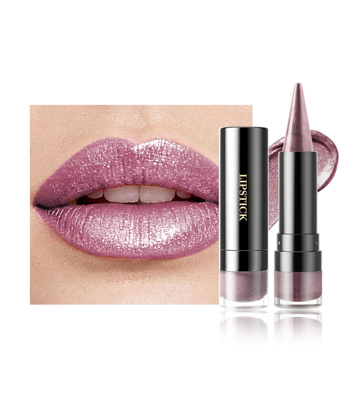 Rouge a Levre Paillet M tallique Rouge L vres Violet Clair Brillant Mat Longue Tenue Waterproof Lip Stain Haut Pigment Sans Transfert 2 in 1 Crayon a Levre Fard a Paupiere Maquillage Femme-02 02 Violet Clair - Buy Online on GoSupps.com
