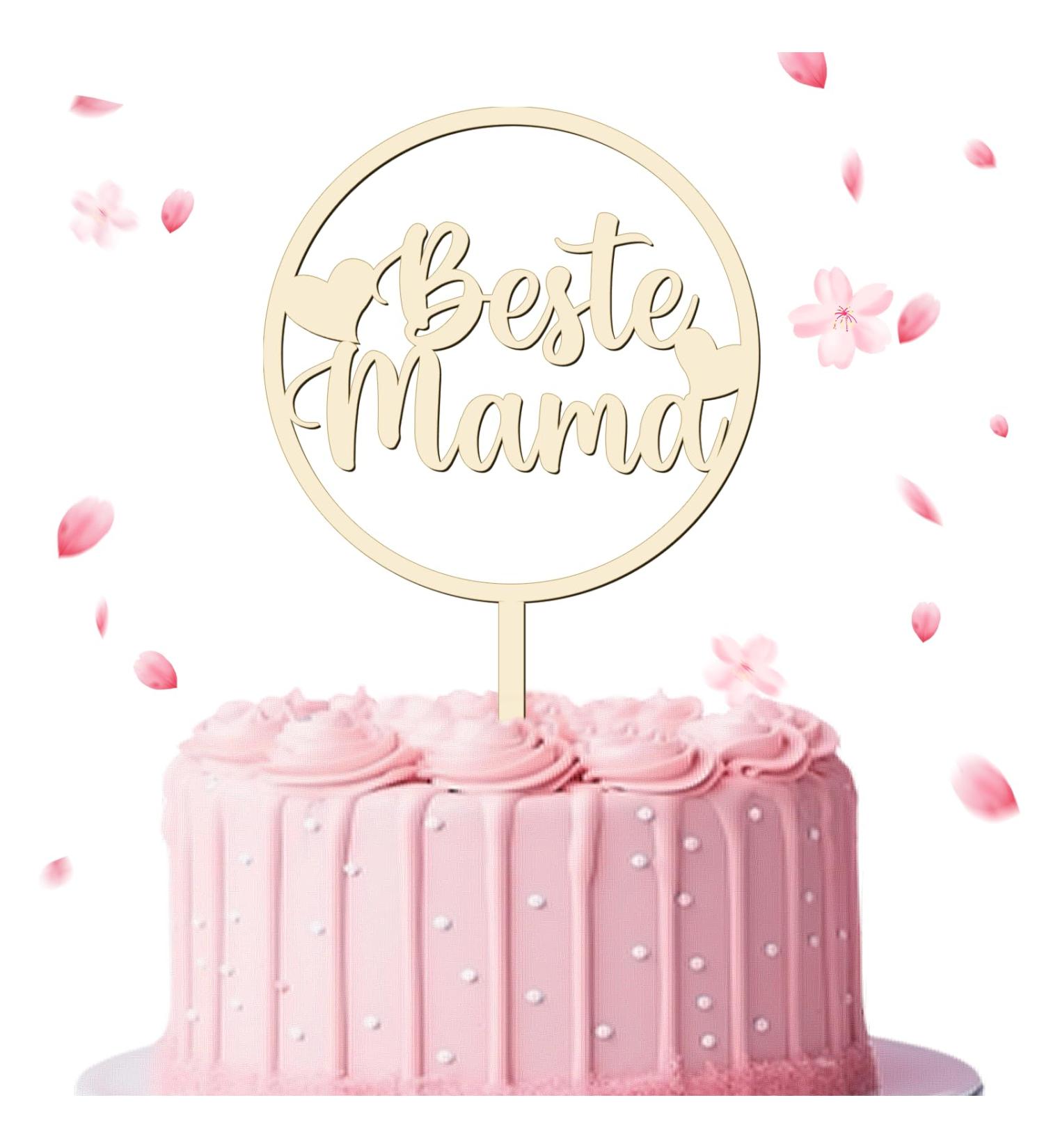 Best Mom Cake Topper | Wooden Mom Cake Decoration for Birthdays & Mother's Day | 15 x 23 cm - Buy Online on GoSupps.com