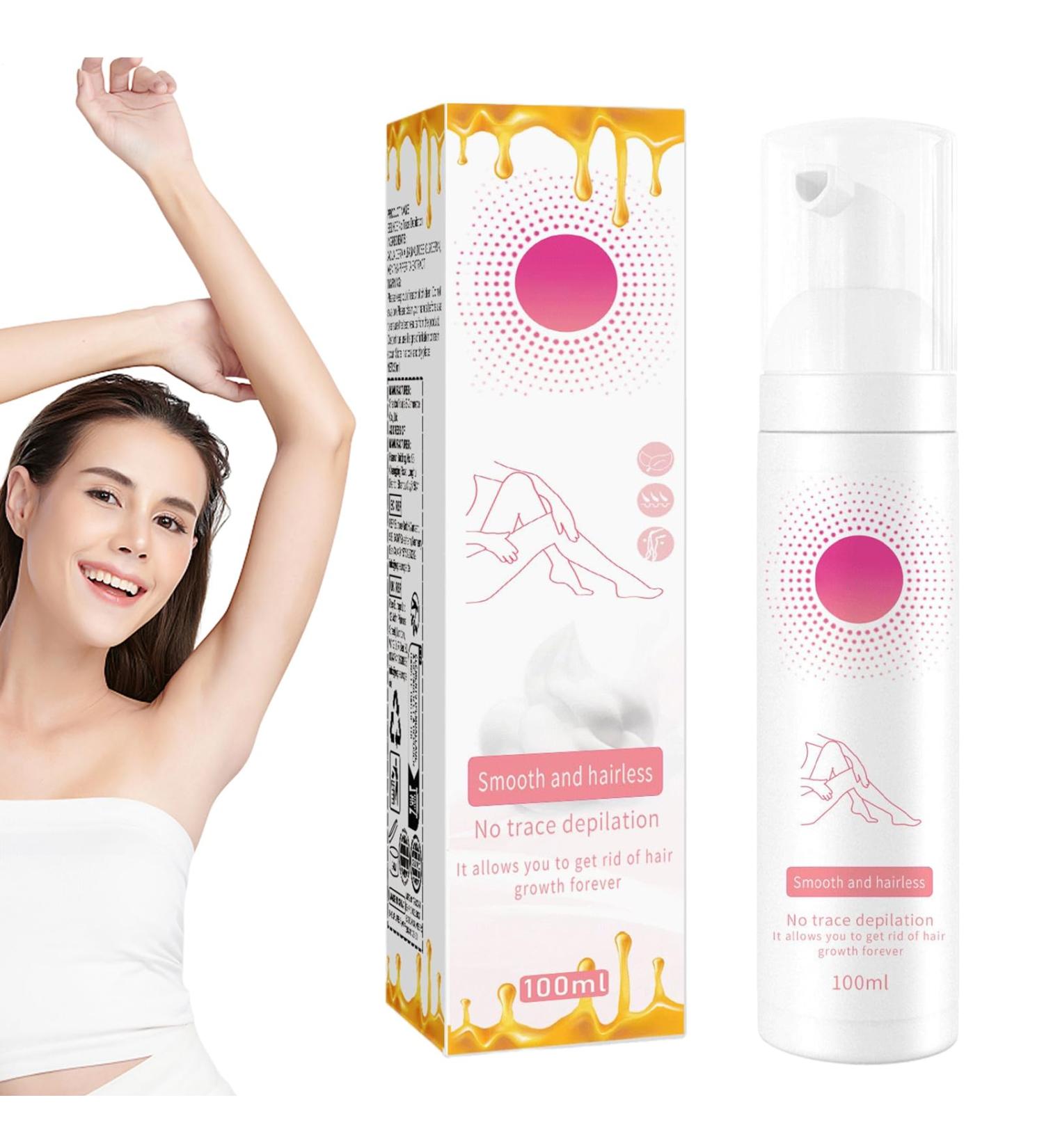 Hair Removal Cream | 100 ml Depilatory Mousse | Moisturizing Hair Removal | For Body Legs Arms Underarms Bikini Line Chin Pubic Area Intimate Area and Vaginal Area - Buy Online on GoSupps.com