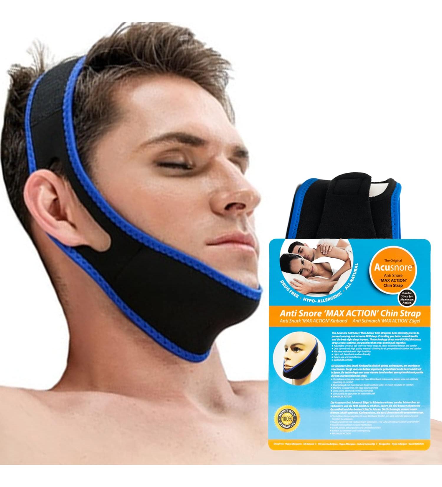 Acusnore MAX Action Anti Snoring Chin Strap - Adjustable Comfortable Universal Snore Stopper - Buy Online on GoSupps.com