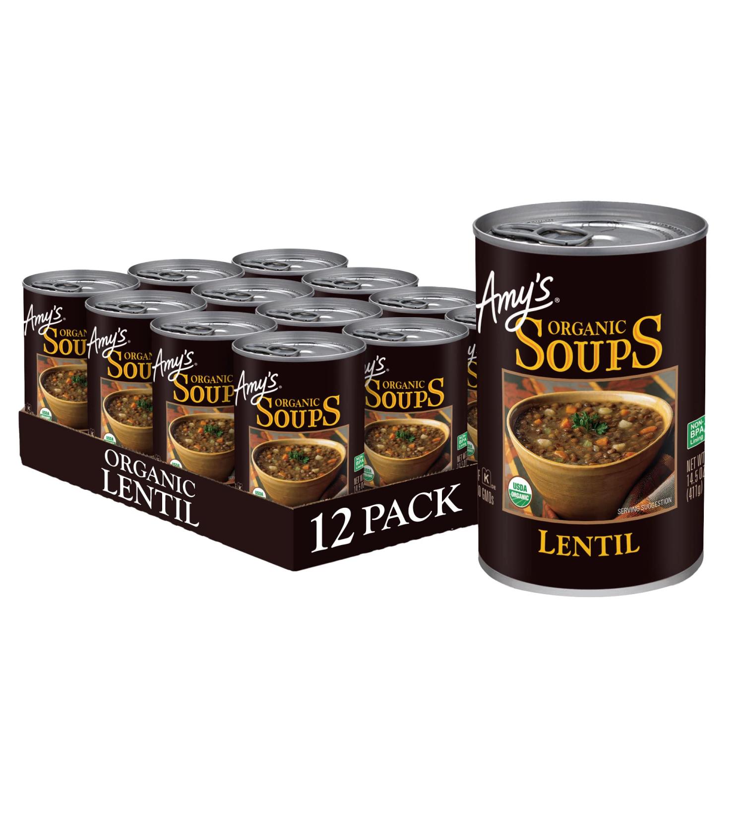 Organic Lentil Vegan Soup 14.5 oz (Pack of 12) - Gluten-Free and Delicious - Buy Online on GoSupps.com