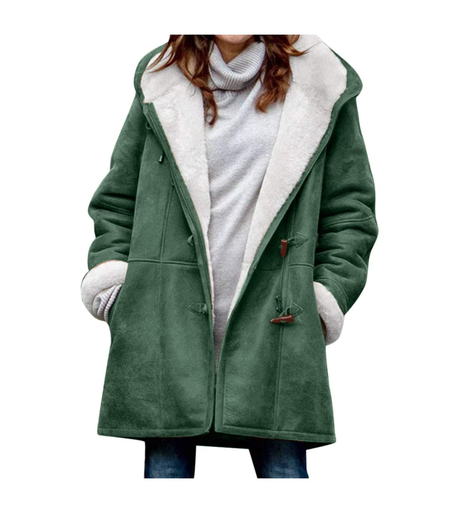 Buy Healy Women's Isolated Down Coat - Hooded Winter Jacket with Faux Fur | Size 54 Waterproof Green - Perfect for Autumn & Winter - Buy Online on GoSupps.com