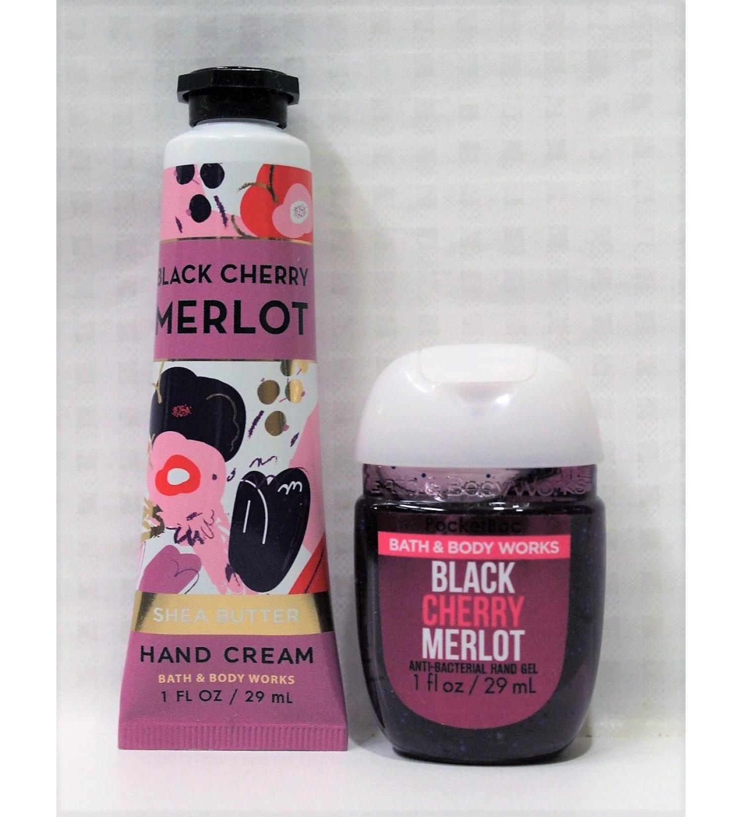 Bath and Body Works Black Cherry Merlot Hand Cream & PocketBac Hand Sanitizer Duo Travel Size