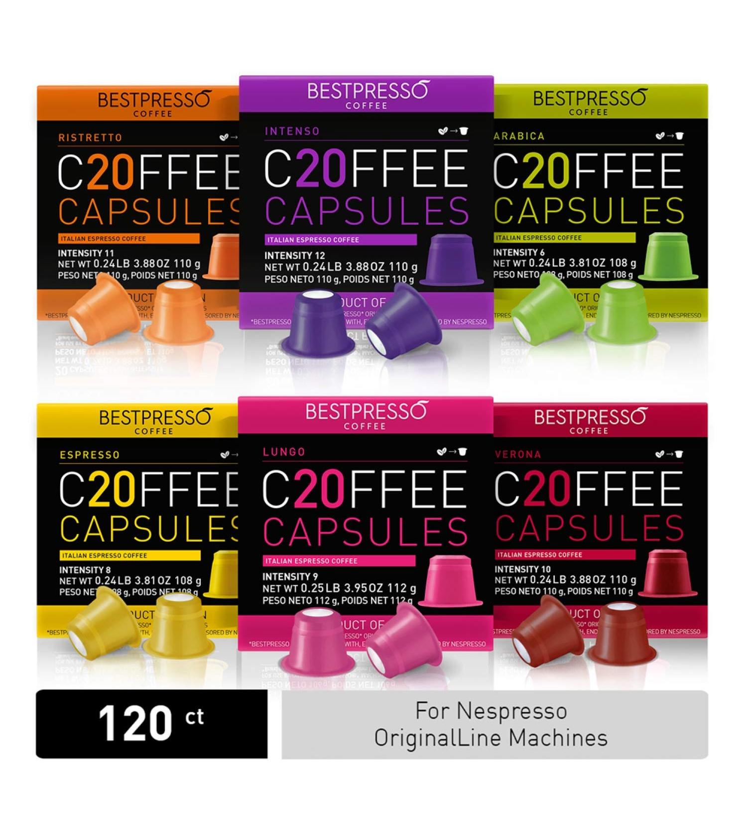Bestpresso Coffee 120 Pod Variety Pack for Nespresso Original Machine - Certified Genuine Espresso Pods - Buy Online on GoSupps.com