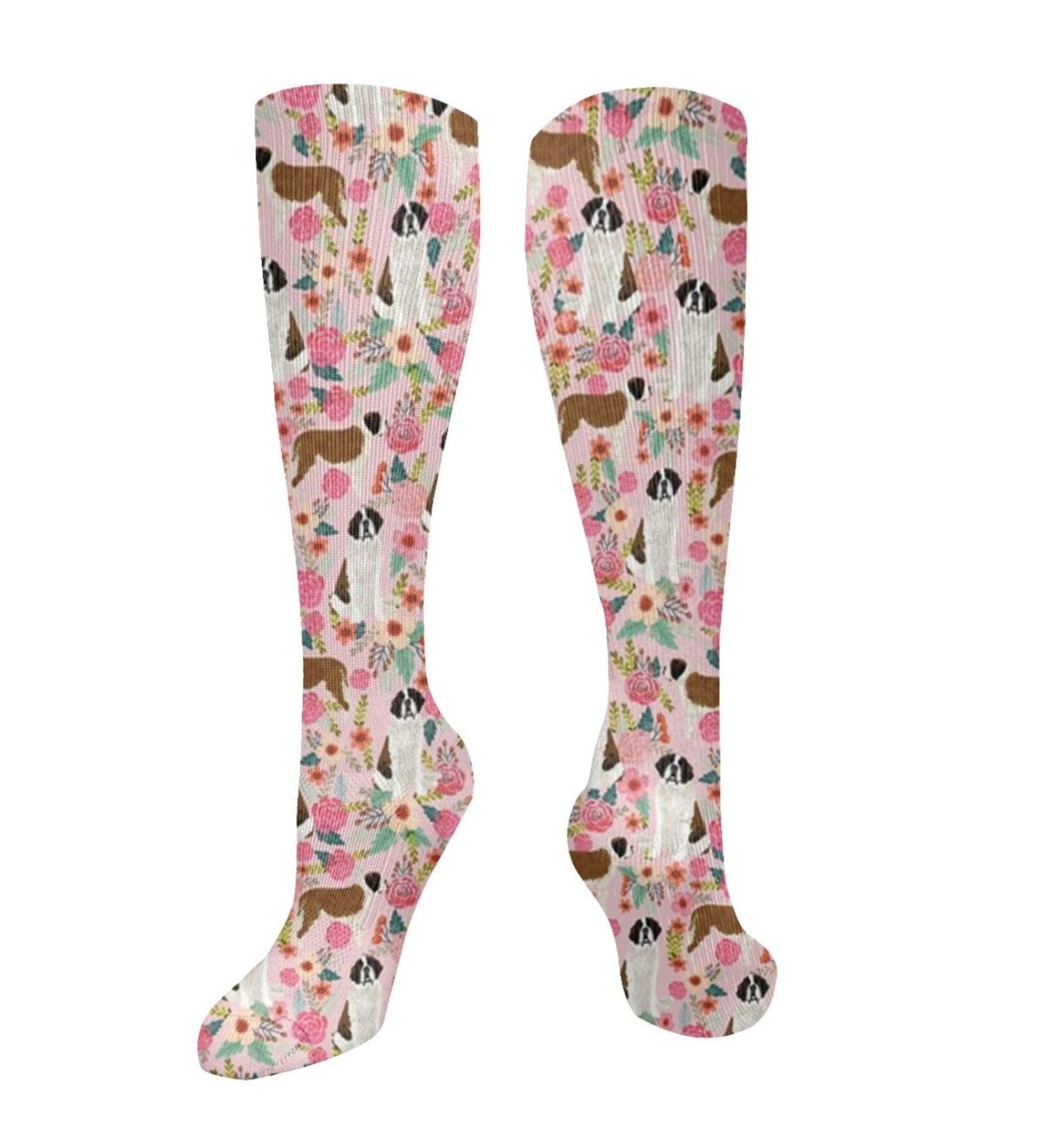 Bernhardiner Compression Socks for Dogs - Floral Patterns for Men & Women | 15 20 mmHg Circulation Support for Running & Cycling - Buy Online on GoSupps.com