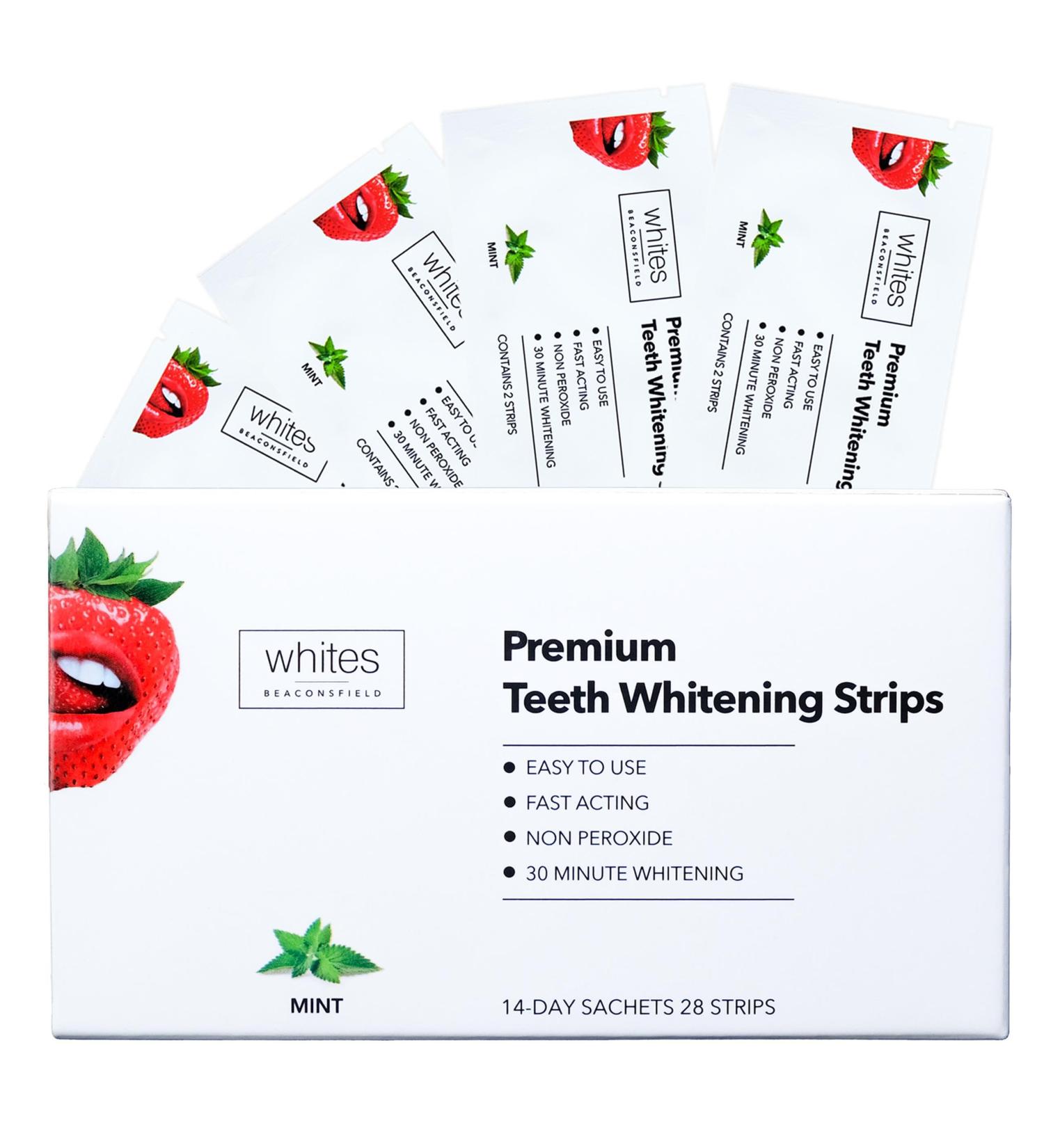 Whites Beaconsfield Teeth Whitening Strips - Non-Peroxide Formula for Sensitive Teeth - 14-Day Supply for Brighter Smile - Buy Online on GoSupps.com