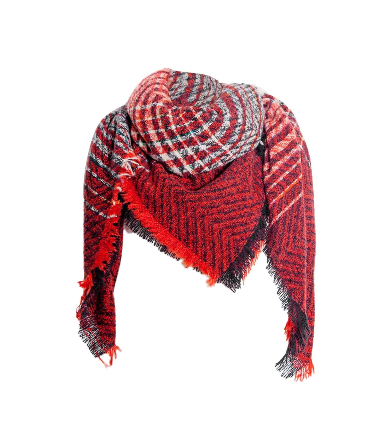 Elegant Triangular Cloth Scarf for Women | Knitted Wool Flower Print | Retro Red Triangle Bib Accessory - Shop Internationally! - Buy Online on GoSupps.com