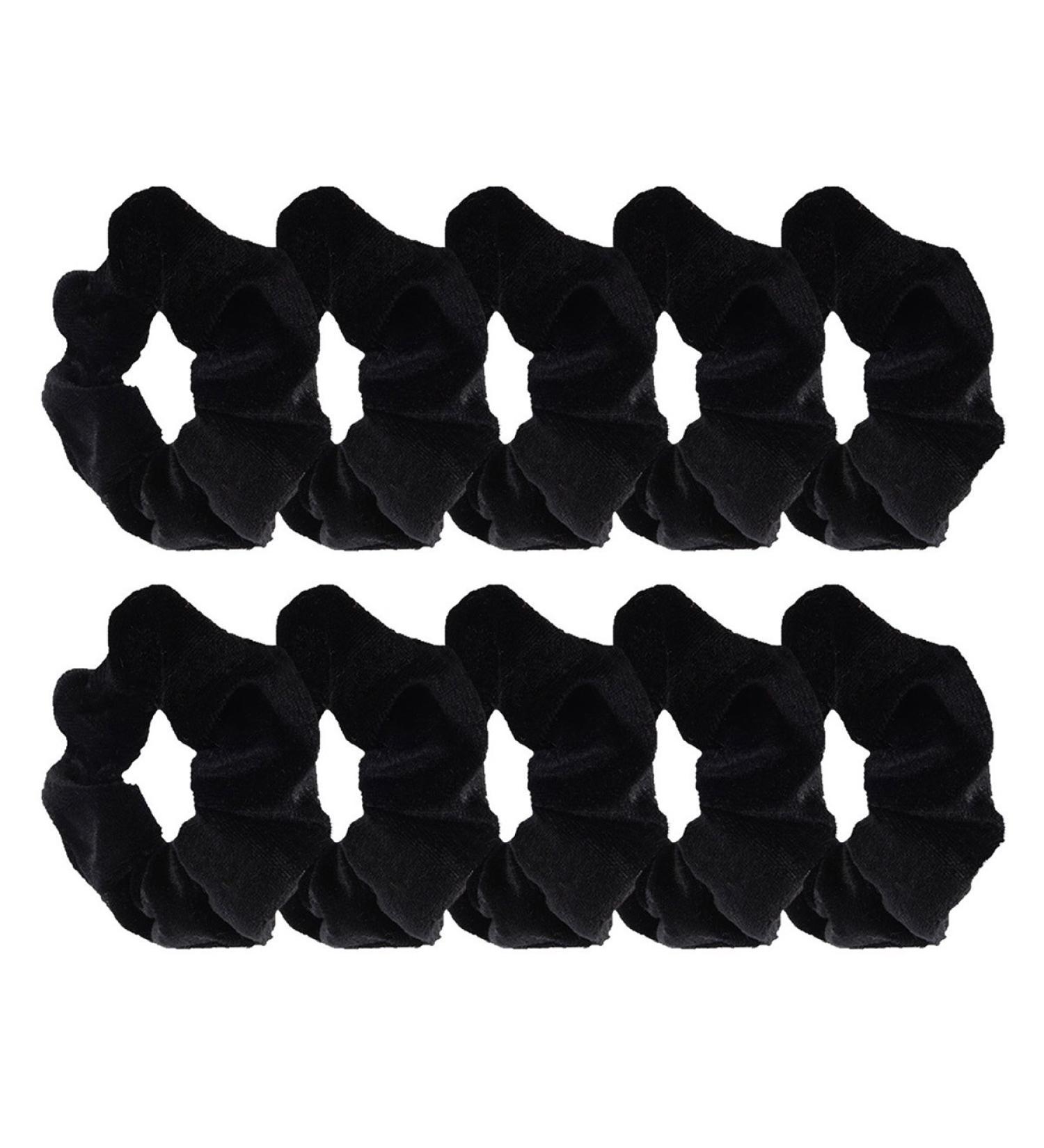 Frcolor Velvet Hair Scrunchies - Pack of 10 Black Elastic Hair Bobbles for Stylish Hairstyles - Buy Online on GoSupps.com
