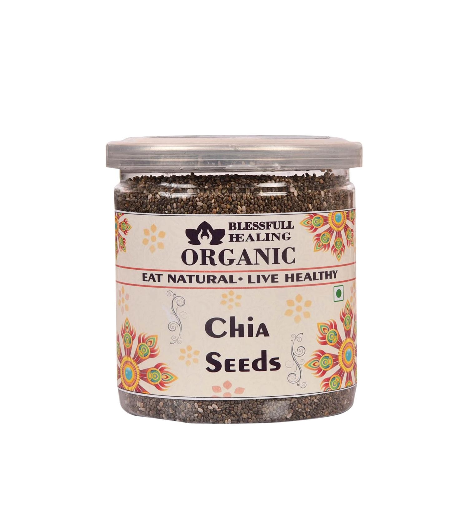 Blessfull Healing Organic Chia Seeds 300 Gram Airtight Container (Packing May Vary)