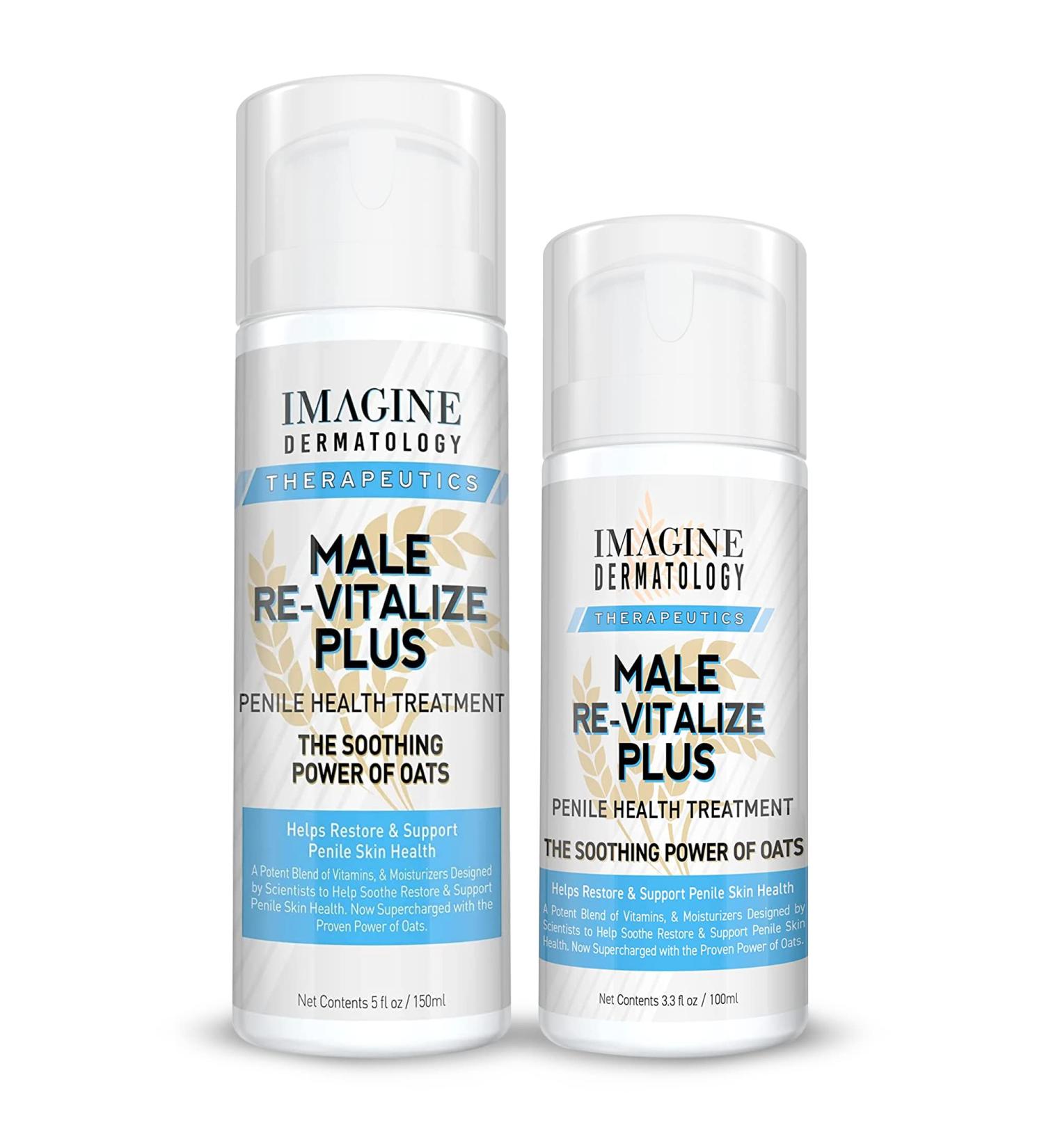 Imagine Dermatology Male Re-Vitalize PLUS Oats Penile Health Relief Cream Combo Pack - Large Value & TSA Compliant Sizes - Support Skin Health - 90 Day Return - Buy Online on GoSupps.com