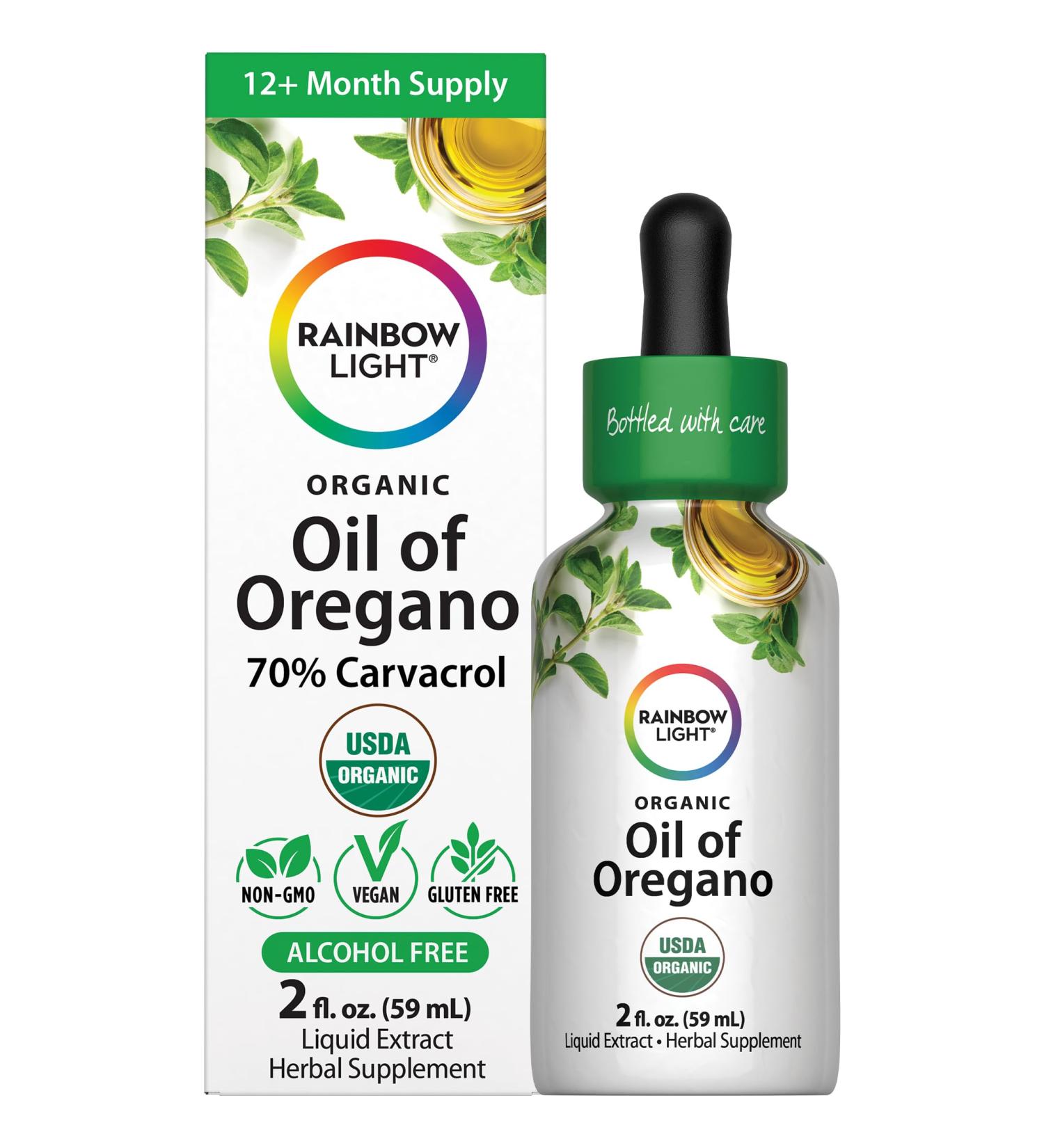 Rainbow Light Organic Oil of Oregano | 2 Fl Oz | Alcohol Free Liquid Extract | Non-GMO and Gluten Free Herbal Supplement | for Men and Women - Buy Online on GoSupps.com