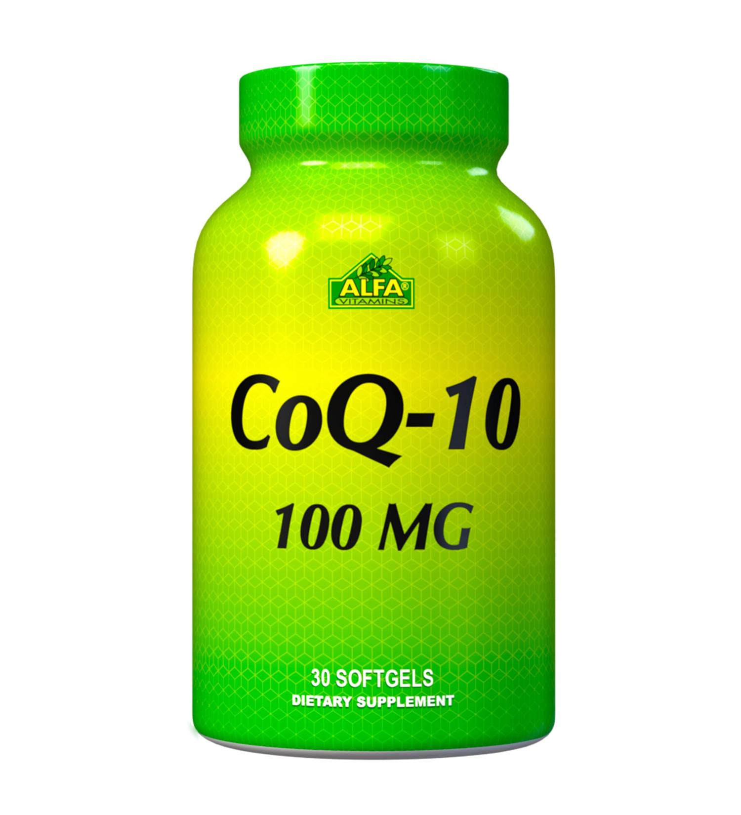 ALFA VITAMINS CoQ10 with 100 Mg - Natural Nutrient Known as Coenzyme Q-10 Ubiquinone. Promotes Heart Support - Healthy Antioxidant - Healthy Energy Levels - 30 Softgels