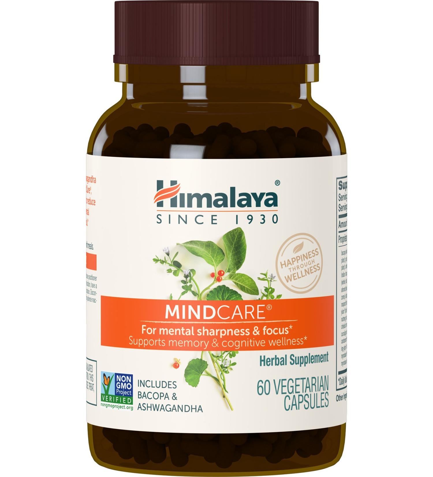 Himalaya MindCare 60 Vegetarian Capsules | Natural Support for Mental Clarity & Focus - Buy Online on GoSupps.com