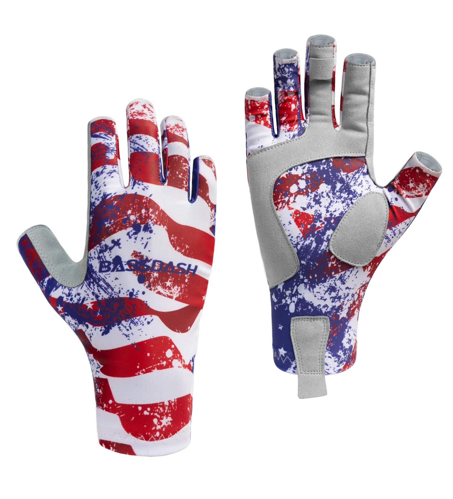 BASSDASH ALTIMATE Fingerless Fishing Gloves UPF 50+ Sun Protection Americana Large - Buy Online on GoSupps.com